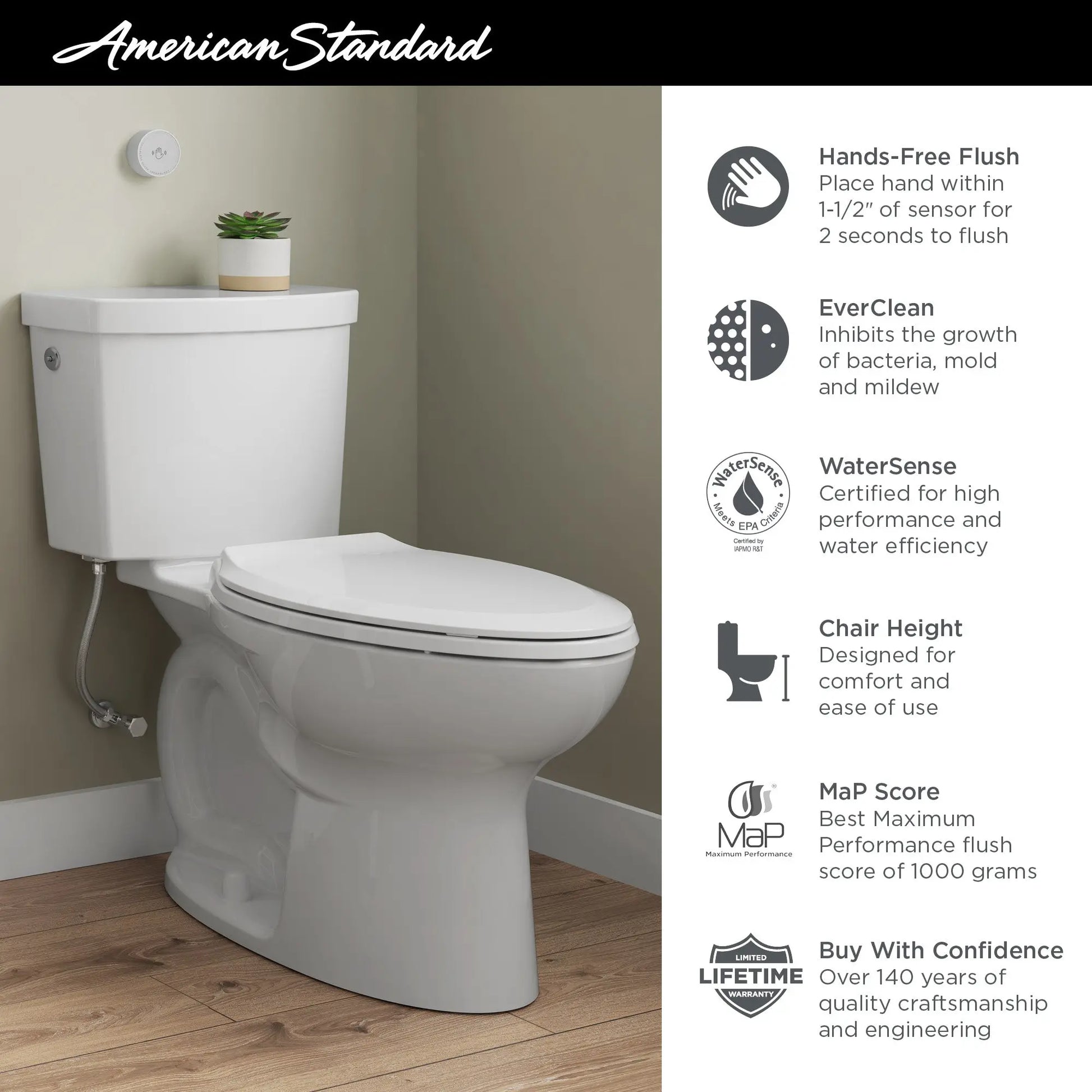 American Standard Cadet Touchless Elongated Toilet Less Seat - Plumbing Market