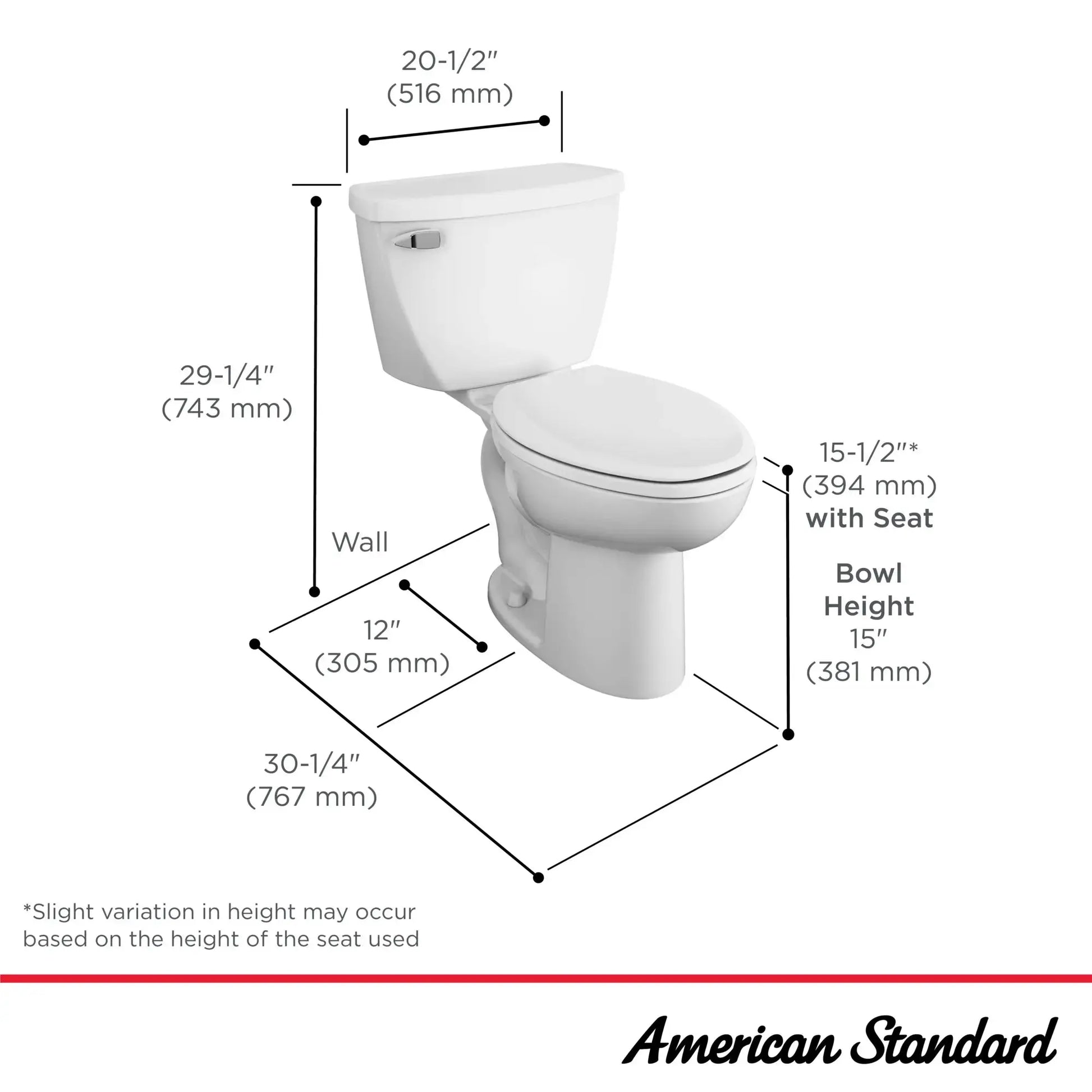 American Standard Cadet Two-Piece Pressure Assist 1.1 gpf/4.2 Lpf Elongated EverClean Toilet Less Seat - Plumbing Market