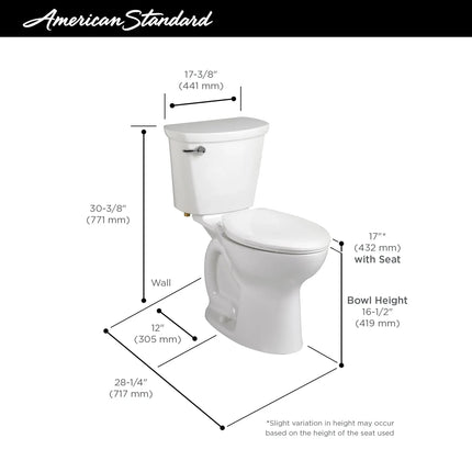 American Standard Cadet® PRO Two-Piece 1.6 gpf/6.0 Lpf Chair Height Round Front Toilet Less Seat In Bone - Plumbing Market
