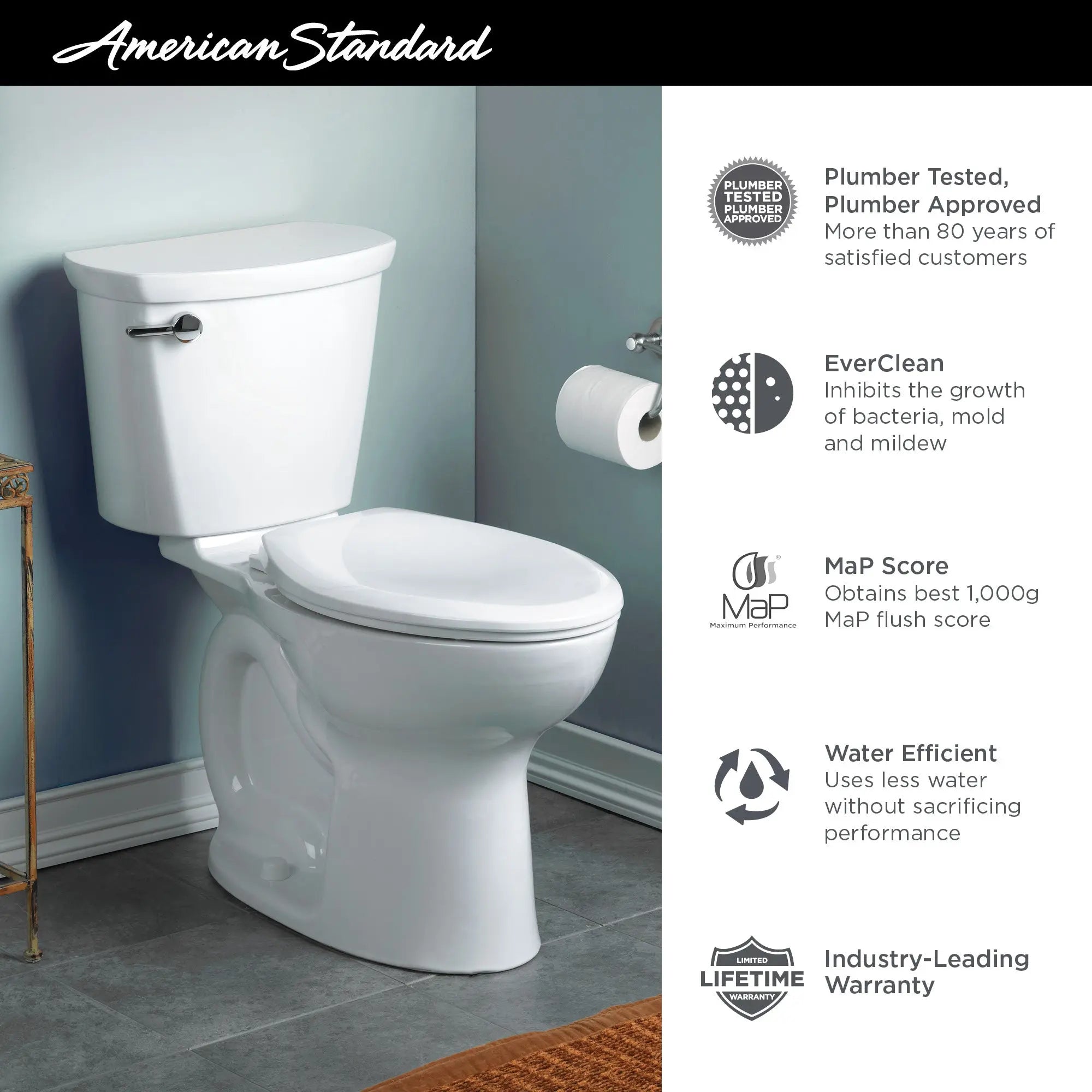 American Standard Cadet® PRO Two-Piece 1.6 gpf/6.0 Lpf Chair Height Round Front Toilet Less Seat - Plumbing Market