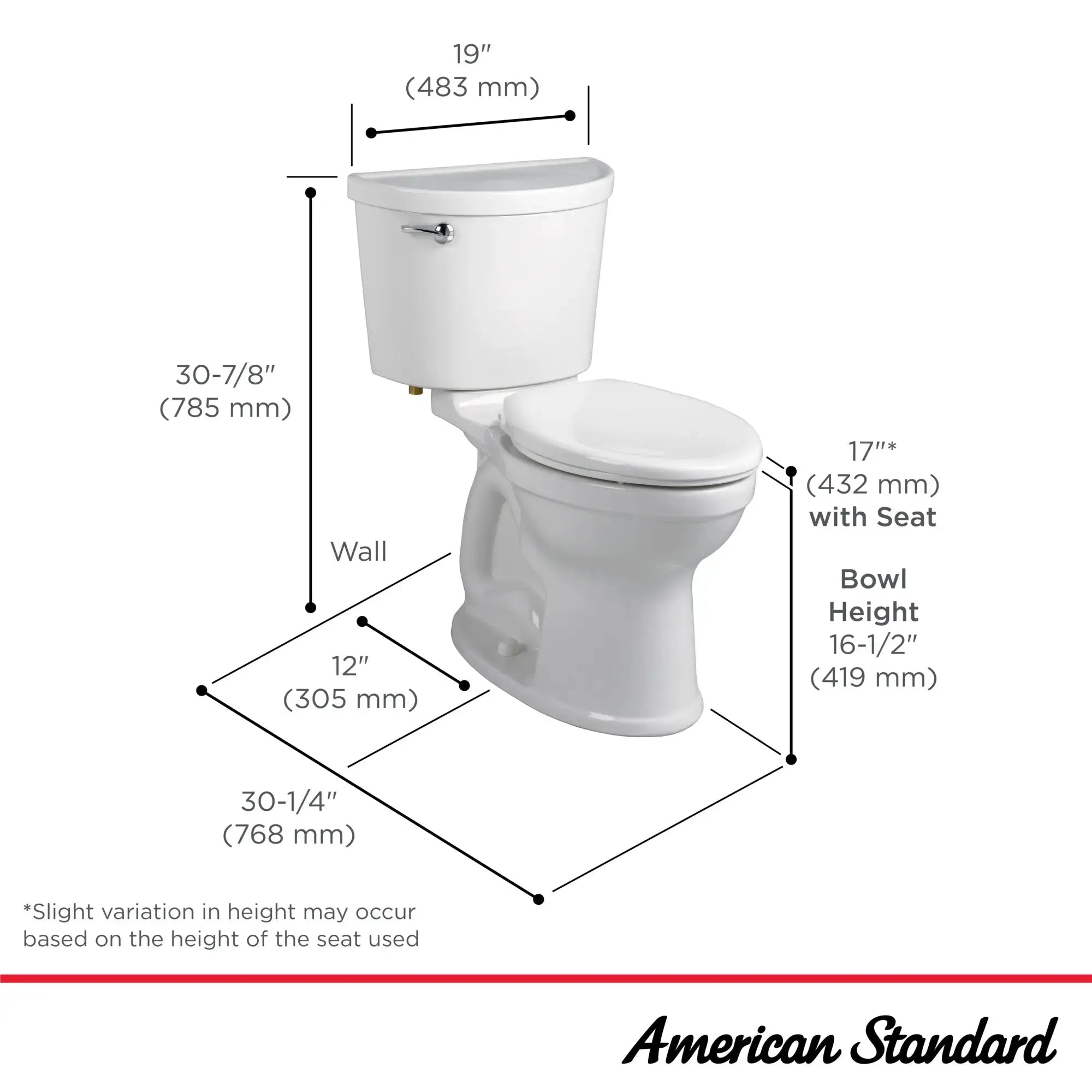 American Standard Champion PRO Two-Piece 1.28 gpf/4.8 Lpf Chair Height Elongated Toilet Less Seat - Plumbing Market