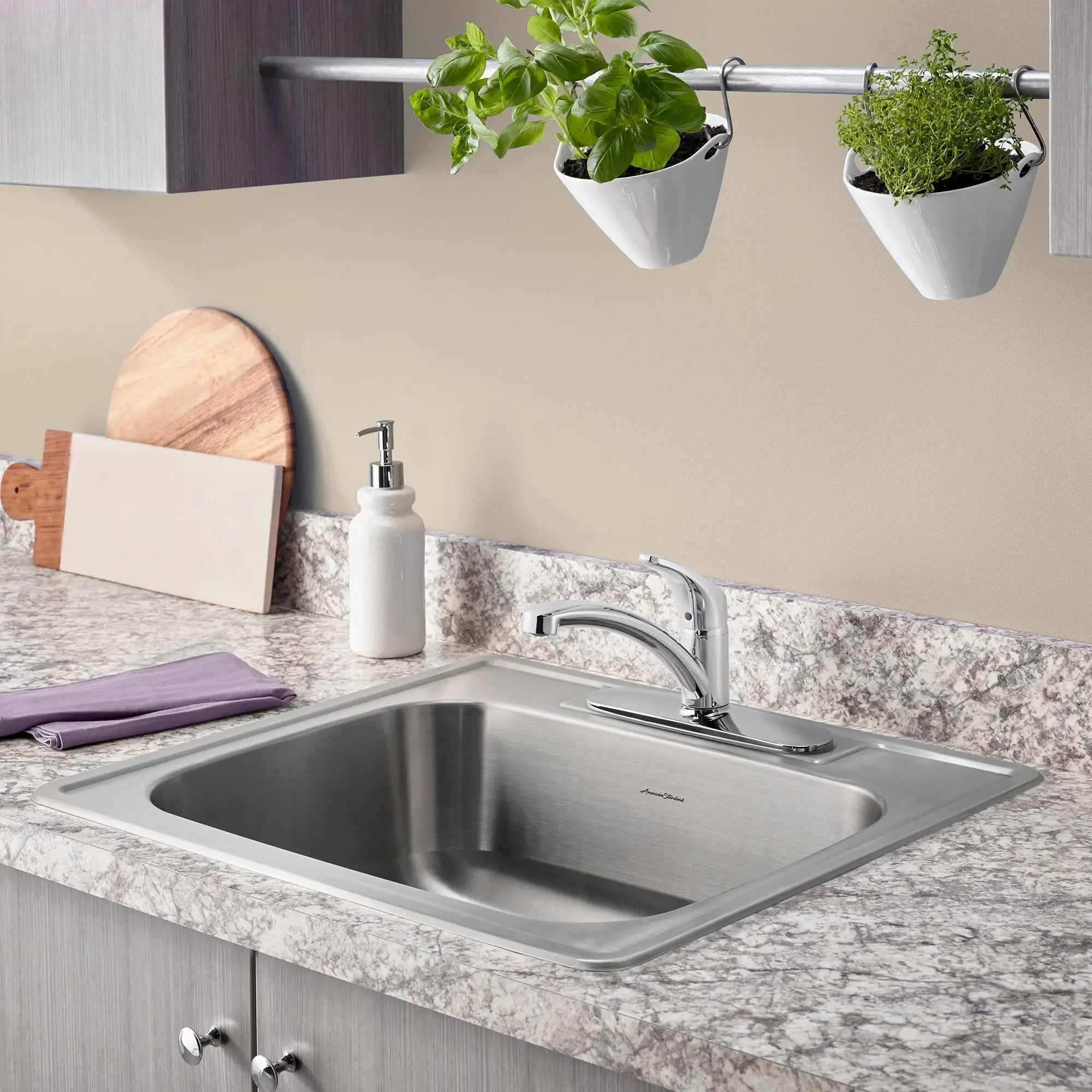 American Standard Colony 25 x 22-Inch Stainless Steel 3-Hole Top Mount Single Bowl Kitchen Sink 20SB.8252283S.075 - Plumbing Market