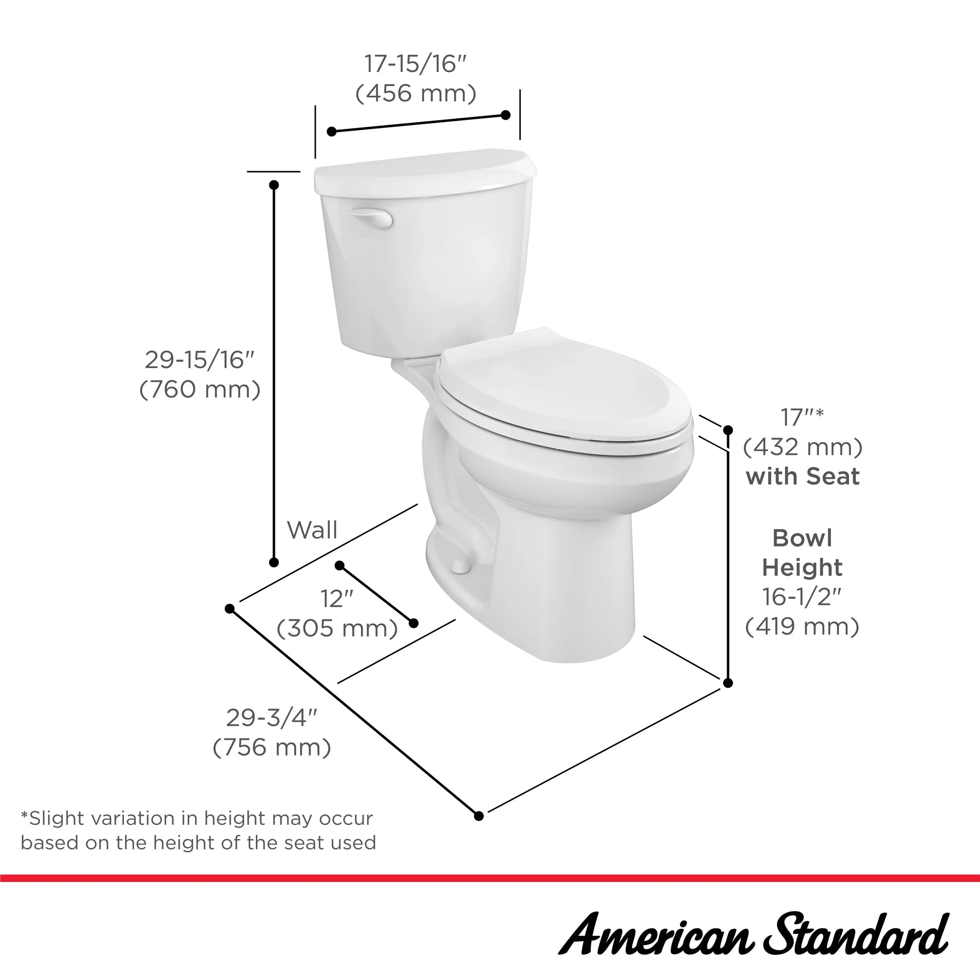 American Standard Colony 3 1.28 gpf Chair Height Elongated Toilet Less Seat - Plumbing Market