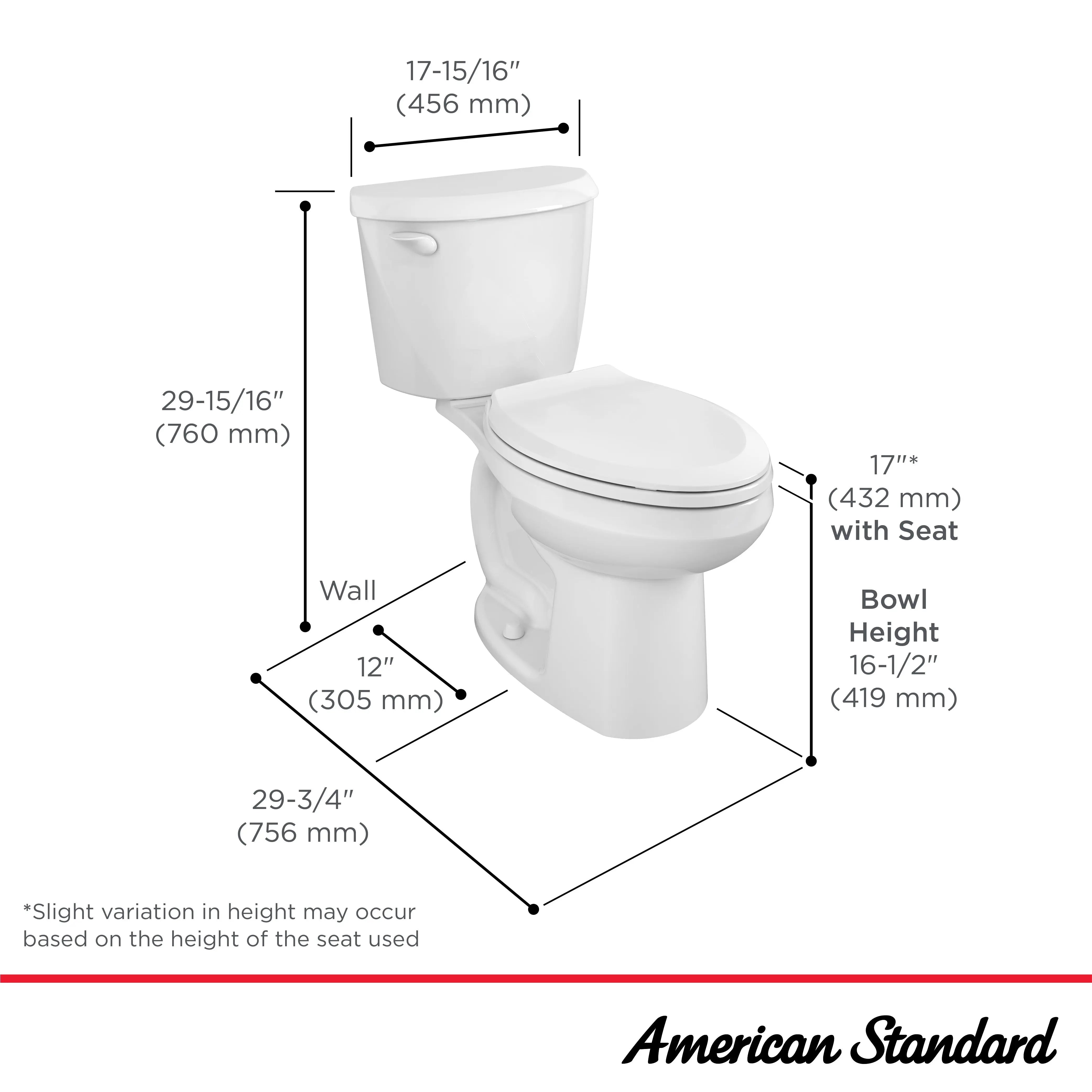 American Standard Colony 3 1.28 gpf Chair Height Elongated Toilet Less Seat - Plumbing Market