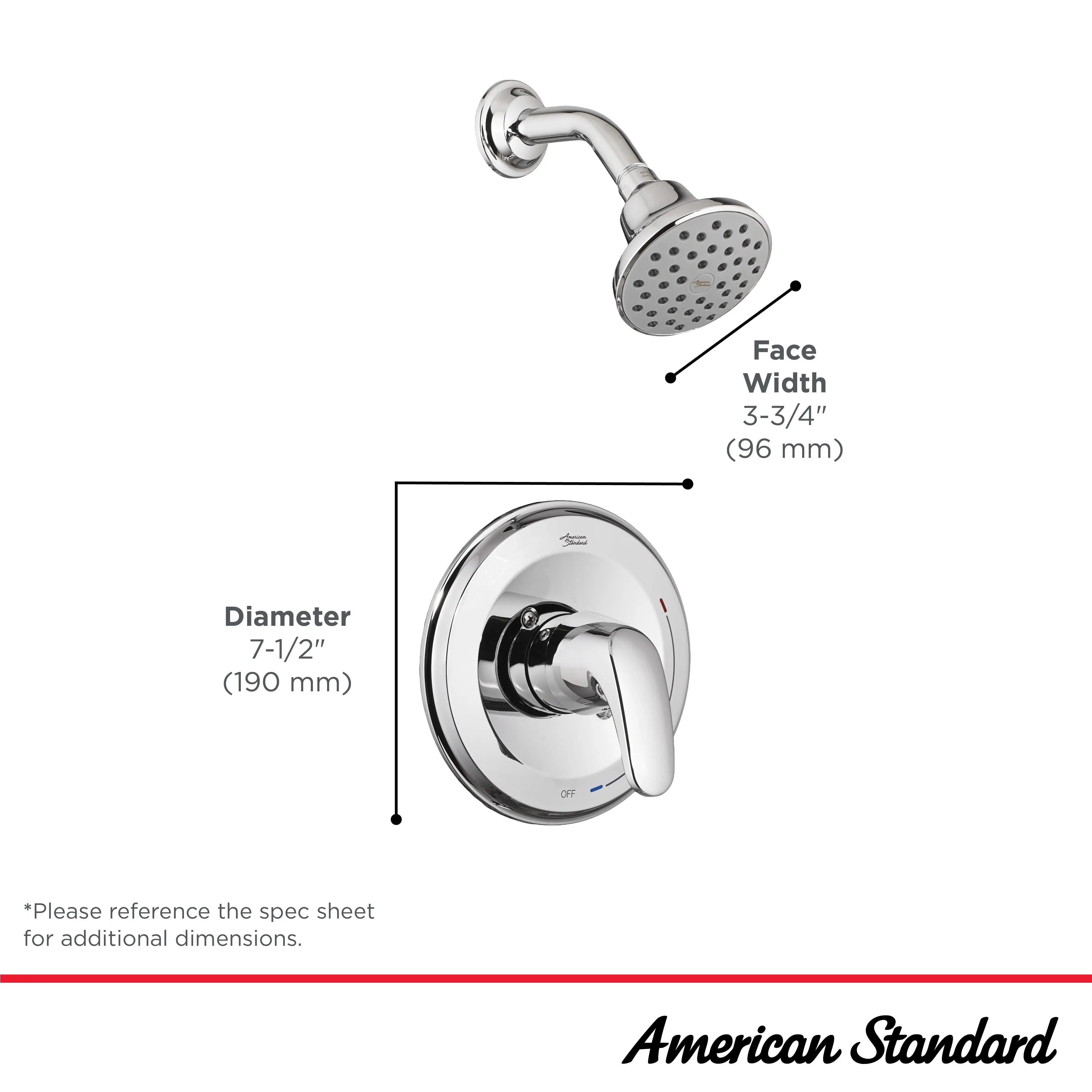 American Standard Colony PRO 1.75 gpm/6.6 L/min Shower Trim Kit With Water-Saving Showerhead, Double Ceramic Pressure Balance Cartridge With Lever Handle TU075507.295 - Plumbing Market