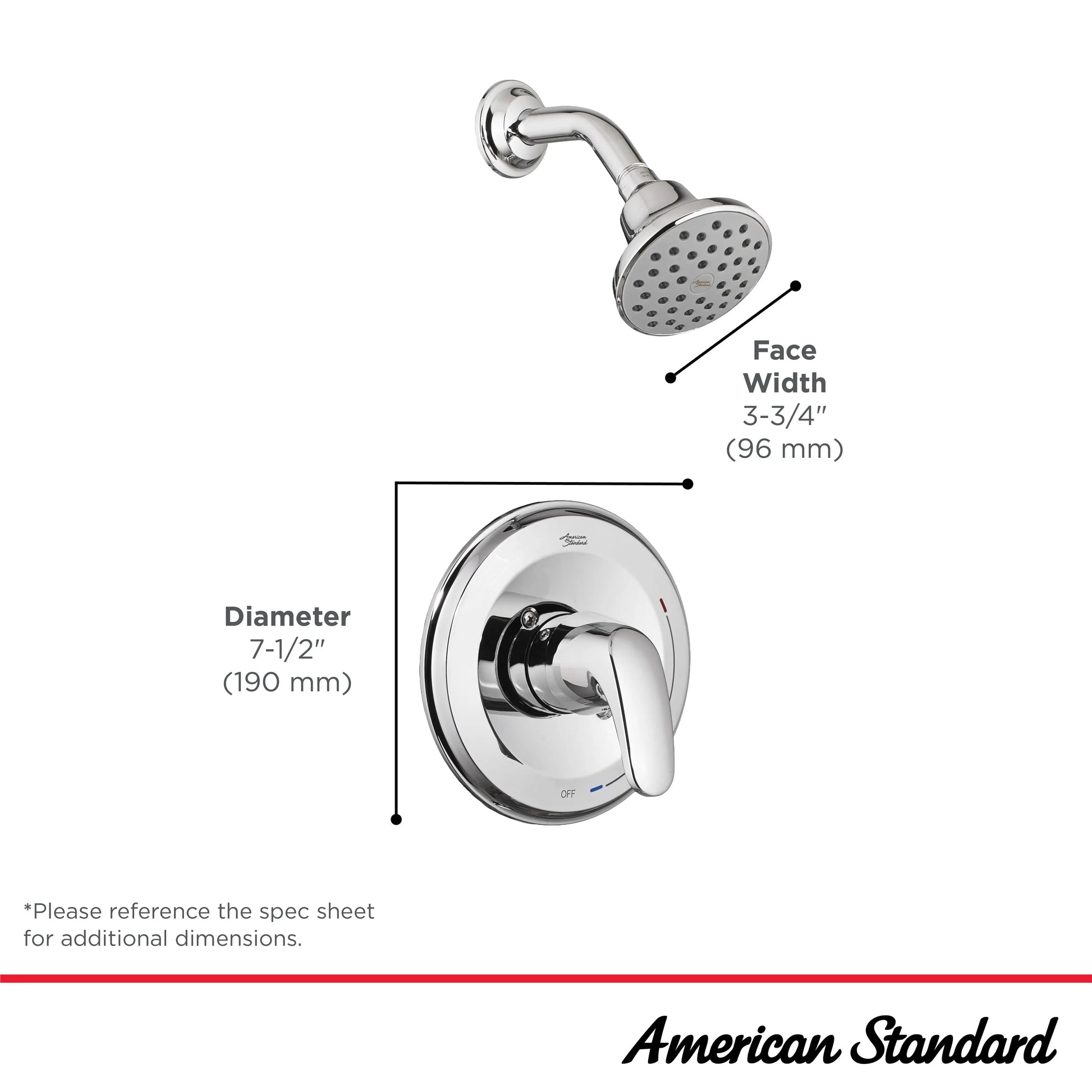 American Standard Colony PRO 1.75 gpm/6.6 L/min Shower Trim Kit With Water-Saving Showerhead, Double Ceramic Pressure Balance Cartridge With Lever Handle TU075507.295 - Plumbing Market