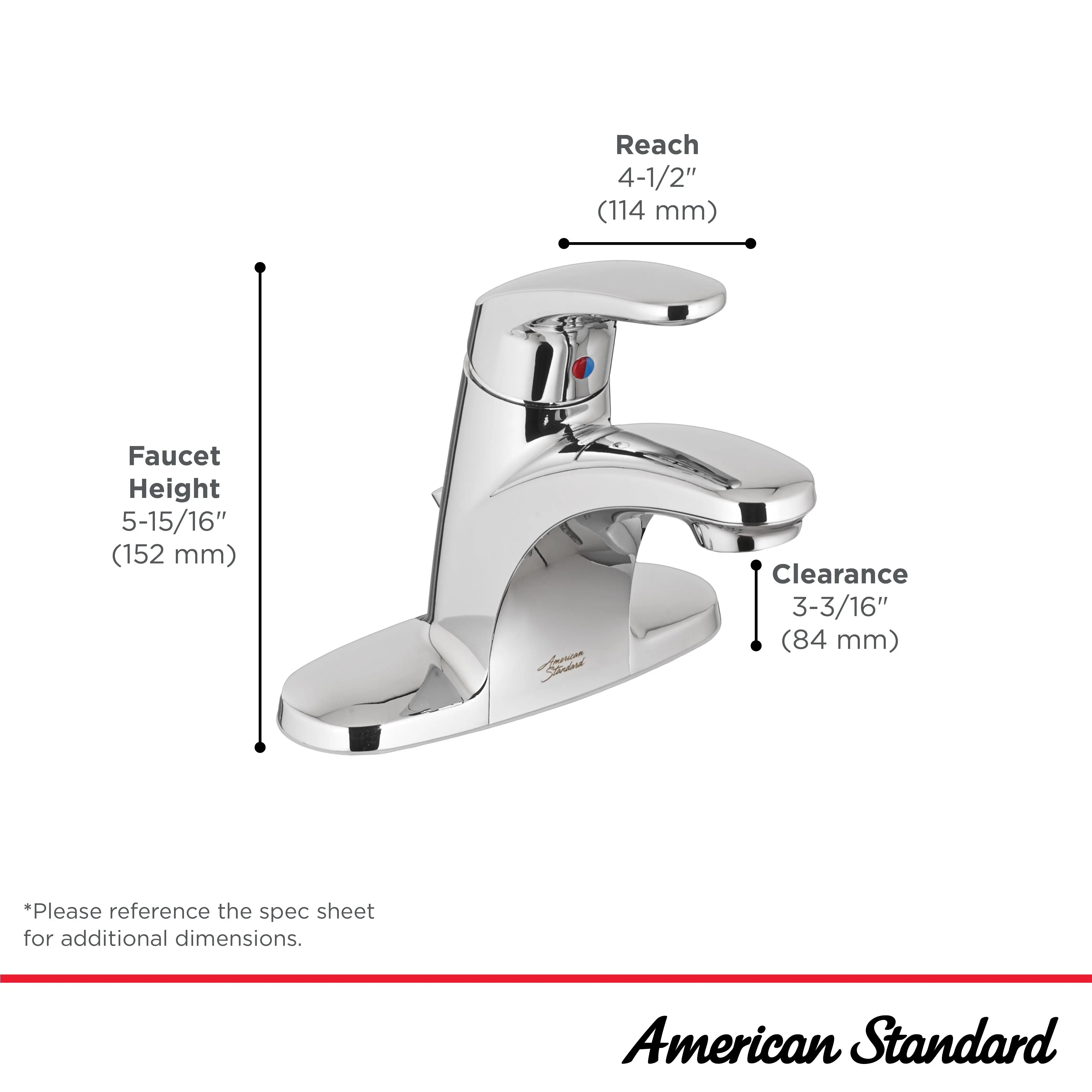 American Standard Colony PRO 4-Inch Centerset Single-Handle Bathroom Faucet 1.2 gpm/4.5 Lpm Less Drain With Lever Handle 7075004.295 - Plumbing Market