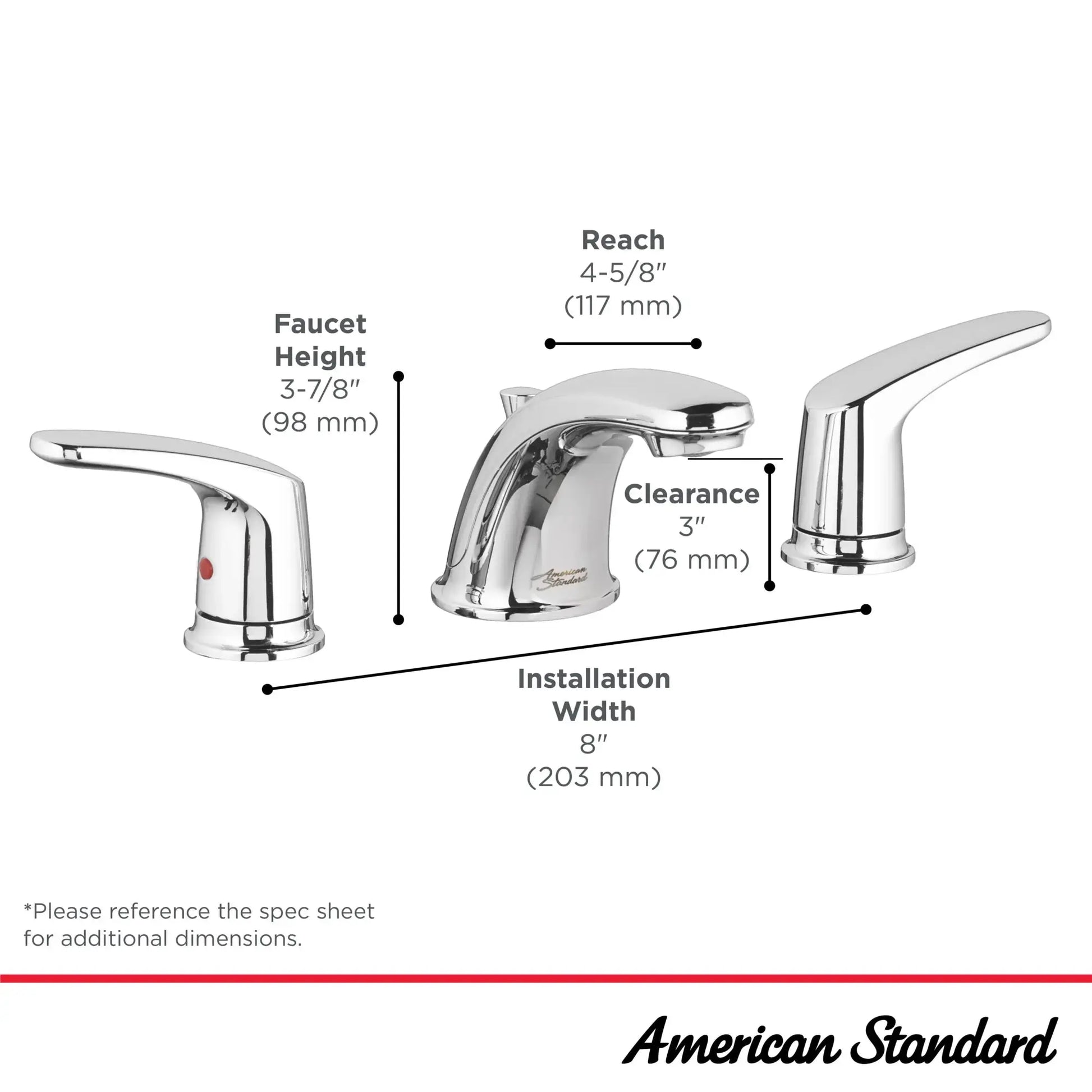 American Standard Colony PRO 8-Inch Widespread 2-Handle Bathroom Faucet 1.2 gpm/4.5 L/min With Lever Handles 7075800.295 - Plumbing Market