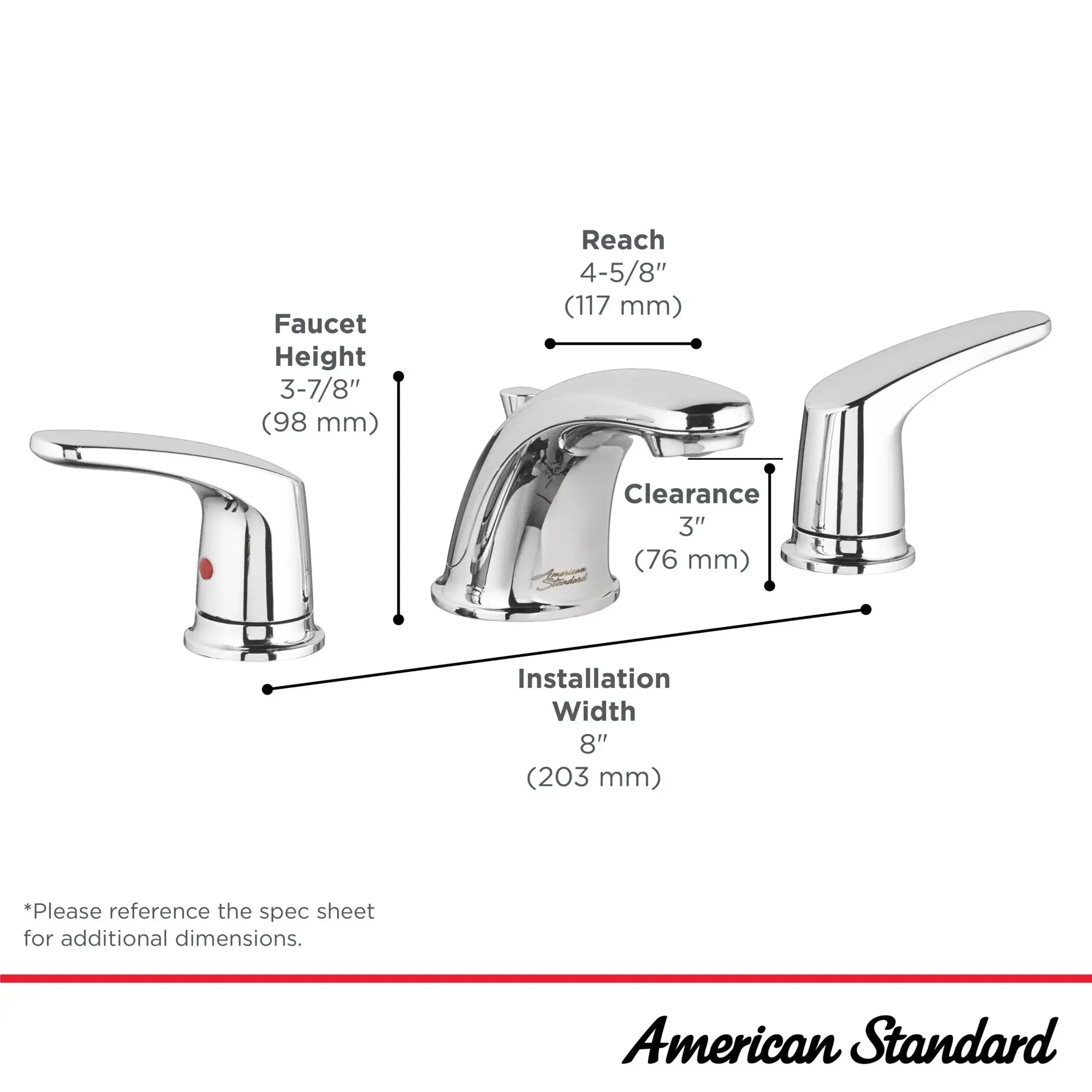 American Standard Colony PRO 8-Inch Widespread 2-Handle Bathroom Faucet 1.2 gpm/4.5 L/min With Lever Handles 7075800.295 - Plumbing Market