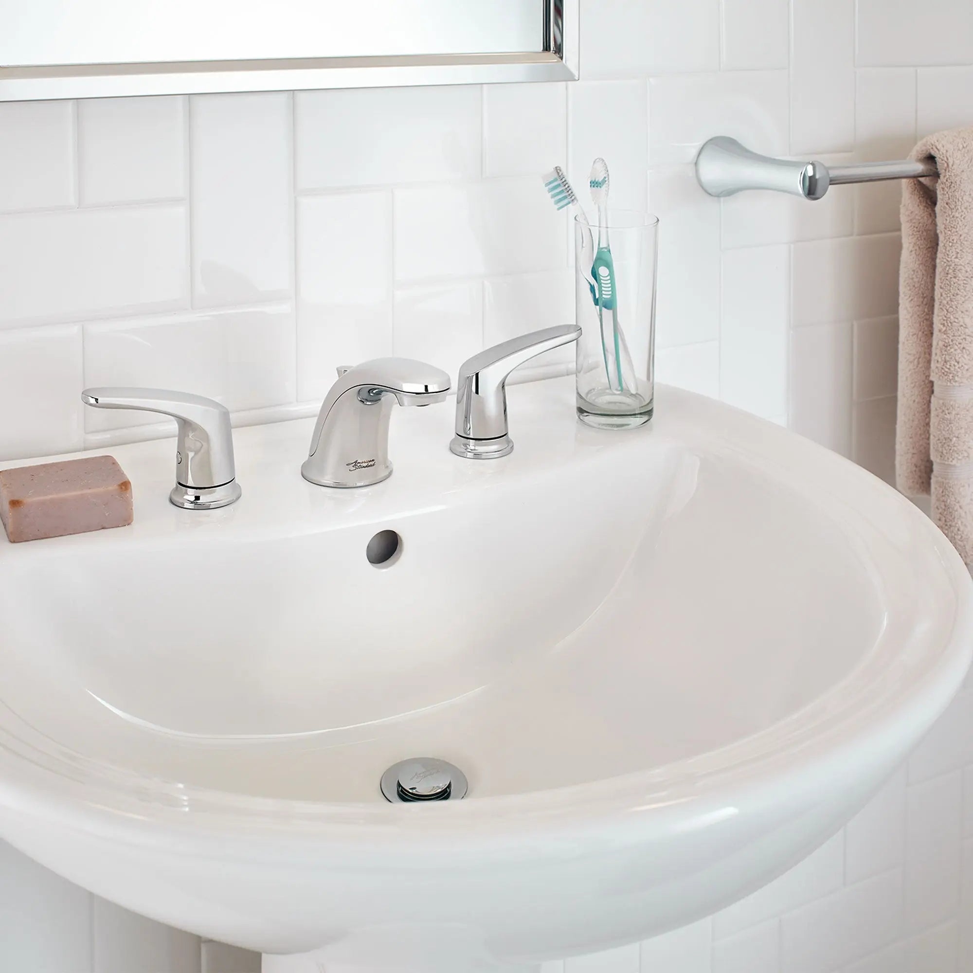 American Standard Colony PRO 8 Inch Widespread 2 Handle Bathroom Faucet 1.2 gpm/4.5 L/min With Lever Handles - Plumbing Market