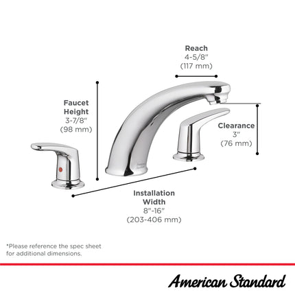 American Standard Colony PRO Bathtub Faucet Trim With Lever Handles for Flash Rough-In Valve T075920.002 - Plumbing Market