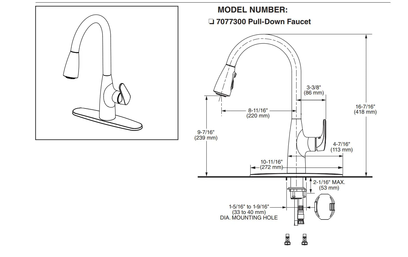 American Standard Colony PRO Single-Handle Pull-Down Dual Spray Kitchen Faucet 1.5 gpm/5.7 L/min 7077300.243 - Plumbing Market