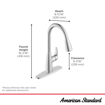 American Standard Colony PRO Single-Handle Pull-Down Dual Spray Kitchen Faucet 1.5 gpm/5.7 L/min 7077300.243 - Plumbing Market