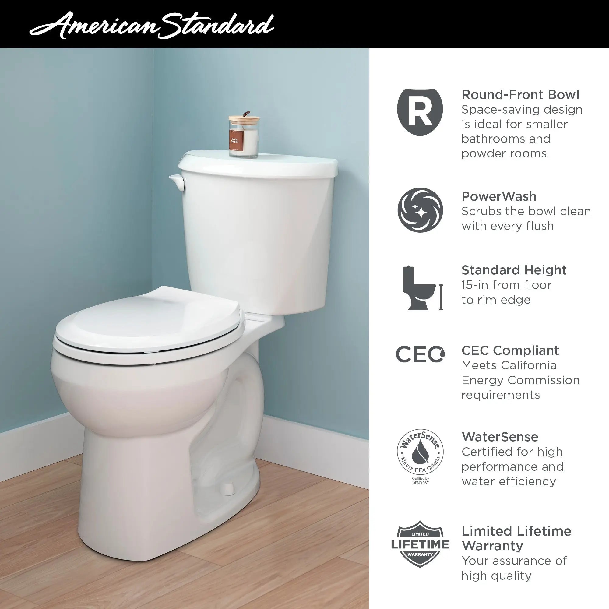 American Standard Colony3 Two-Piece 1.28 Round Toilet Less Seat - Plumbing Market