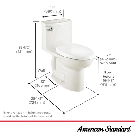 American Standard Compact Cadet 3 1.28 Elongated Toilet With Seat - Plumbing Market