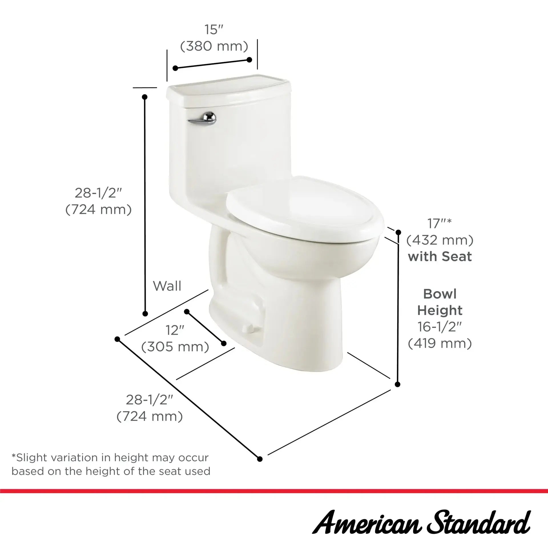 American Standard Compact Cadet 3 1.28 Elongated Toilet With Seat - Plumbing Market