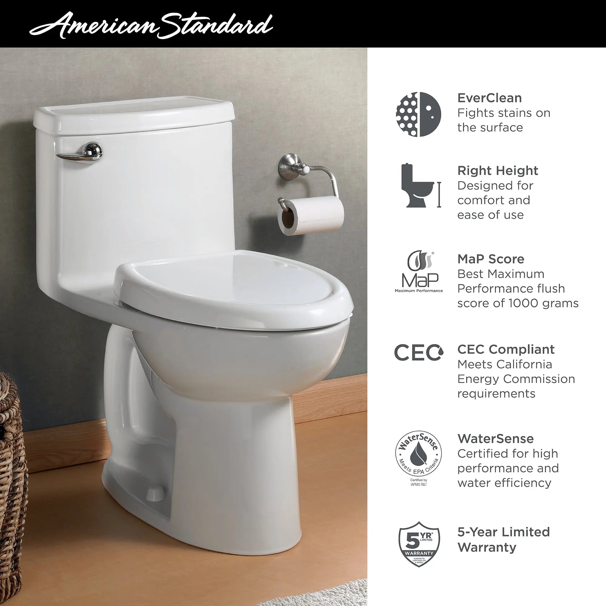 American Standard Compact Cadet 3 One-Piece 1.28 gpf/4.8 Lpf Chair Height Elongated Toilet With Seat Linen - Plumbing Market