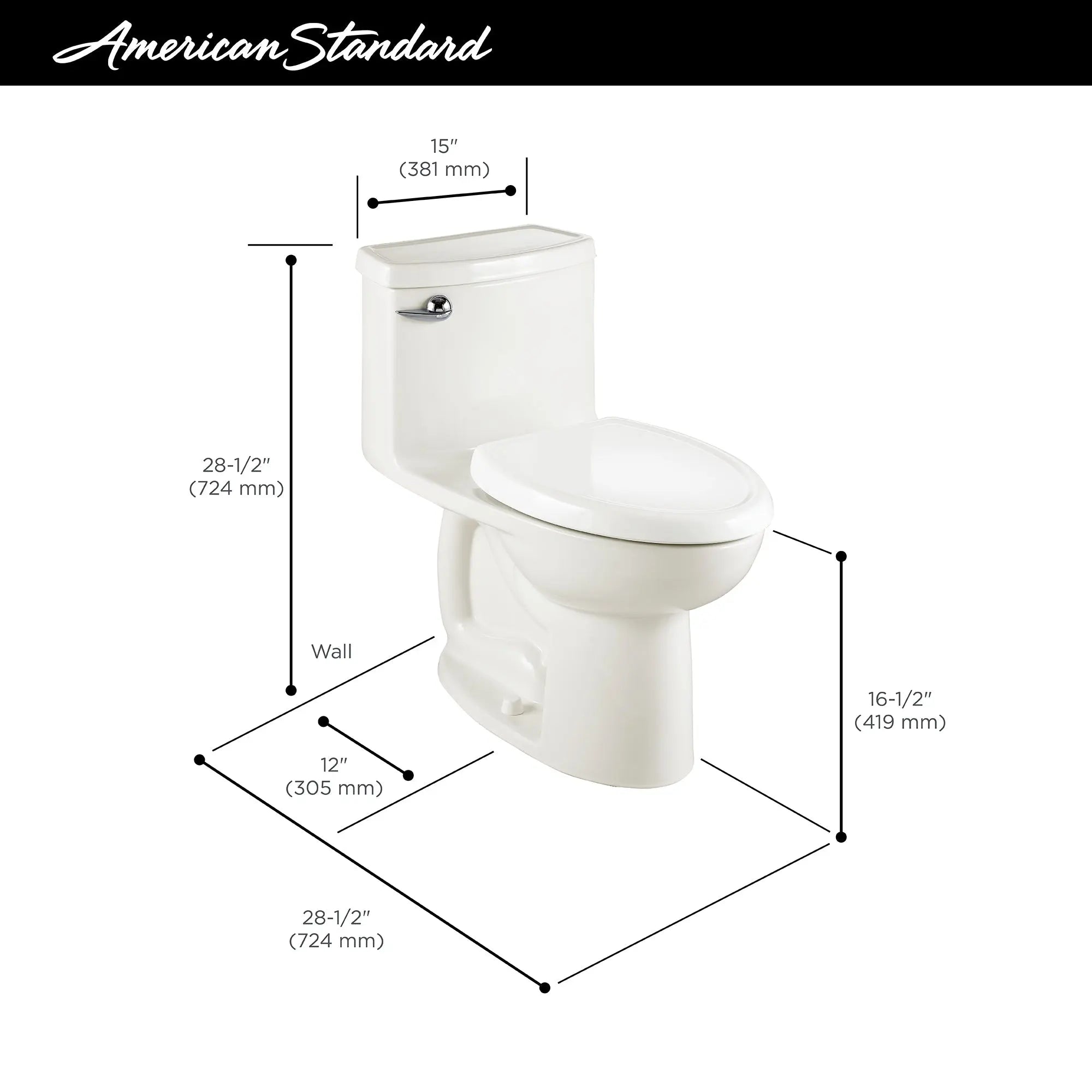 American Standard Compact Cadet 3 One-Piece 1.28 gpf/4.8 Lpf Chair Height Elongated Toilet With Seat Linen - Plumbing Market