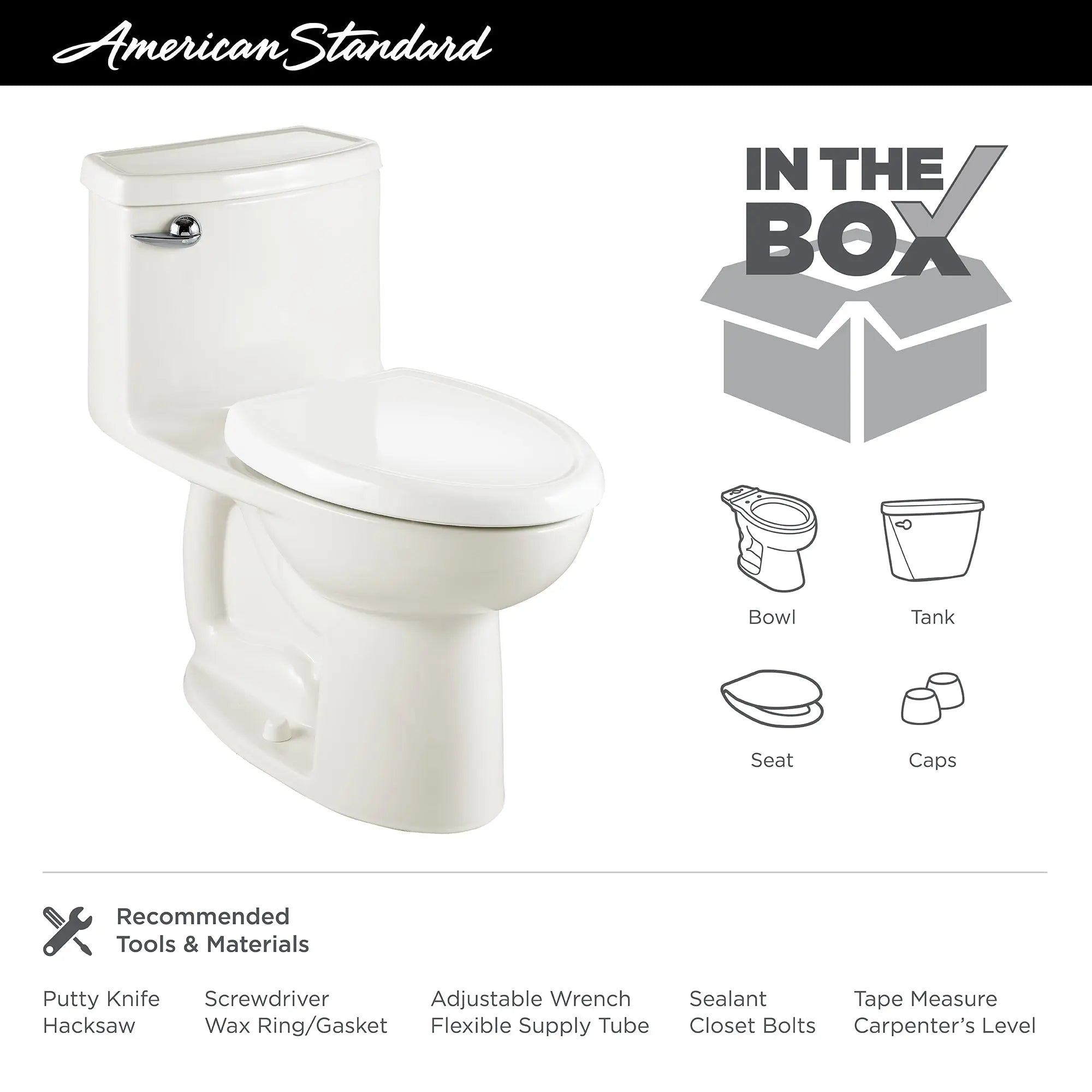 American Standard Compact Cadet 3 One-Piece 1.28 gpf/4.8 Lpf Chair Height Elongated Toilet With Seat Linen - Plumbing Market