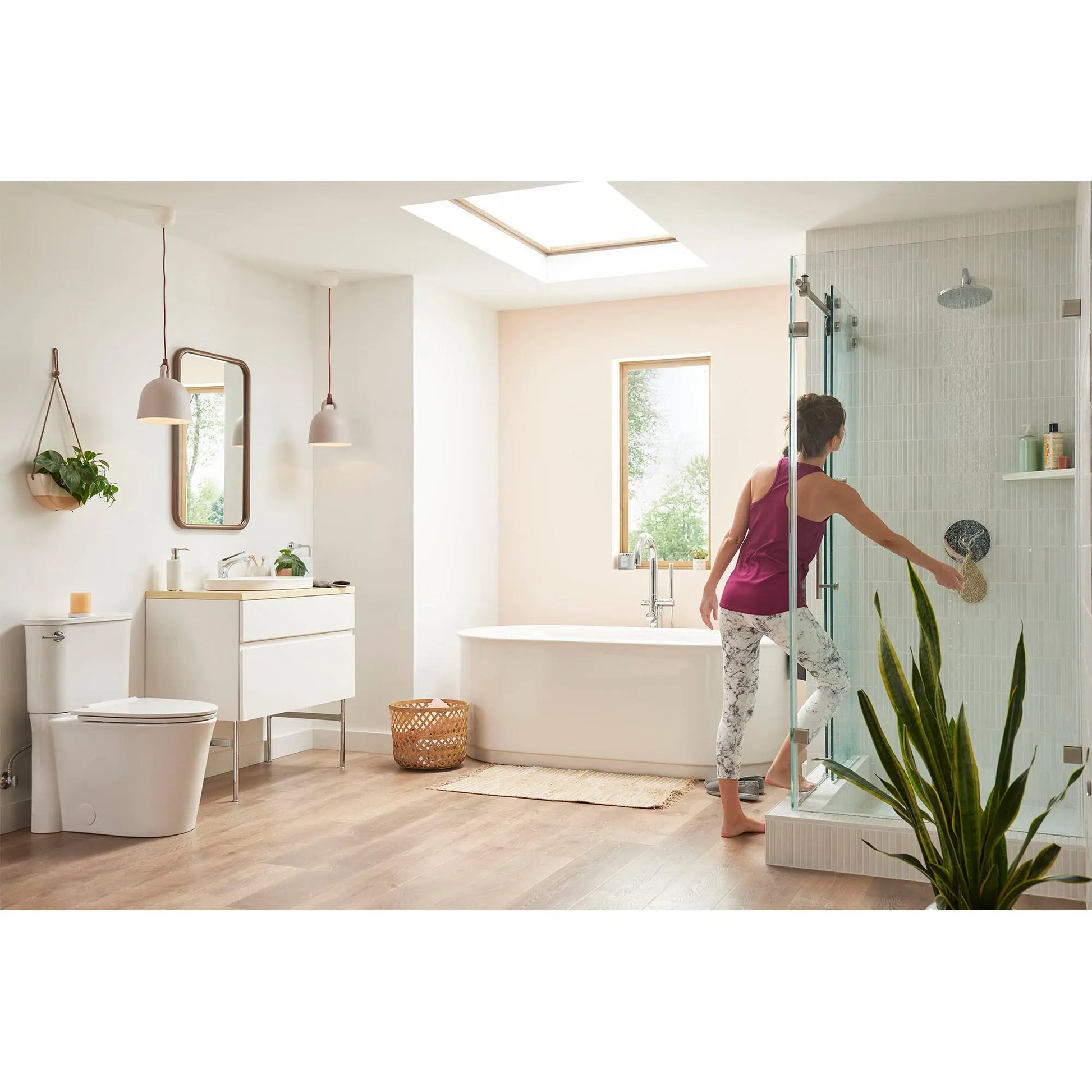 American Standard Contemporary Round Freestanding Bathtub With Lever Handle Faucet for Flash Rough-In Valve T064951.002 - Plumbing Market