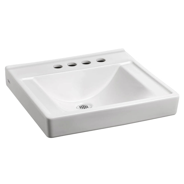 American Standard Decorum Wall-Hung EverClean Sink Less Overflow With 4-Inch Centerset and Extra Right-Hand Hole 9024914EC.020 - Plumbing Market