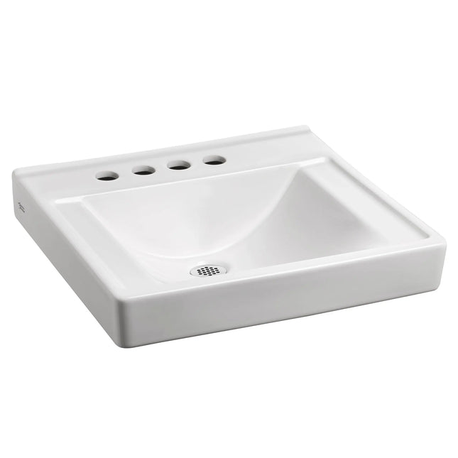 American Standard Decorum Wall-Hung EverClean Sink Less Overflow with 4-Inch Centerset and Extra Left-Hand Hole 9024924EC.020 - Plumbing Market