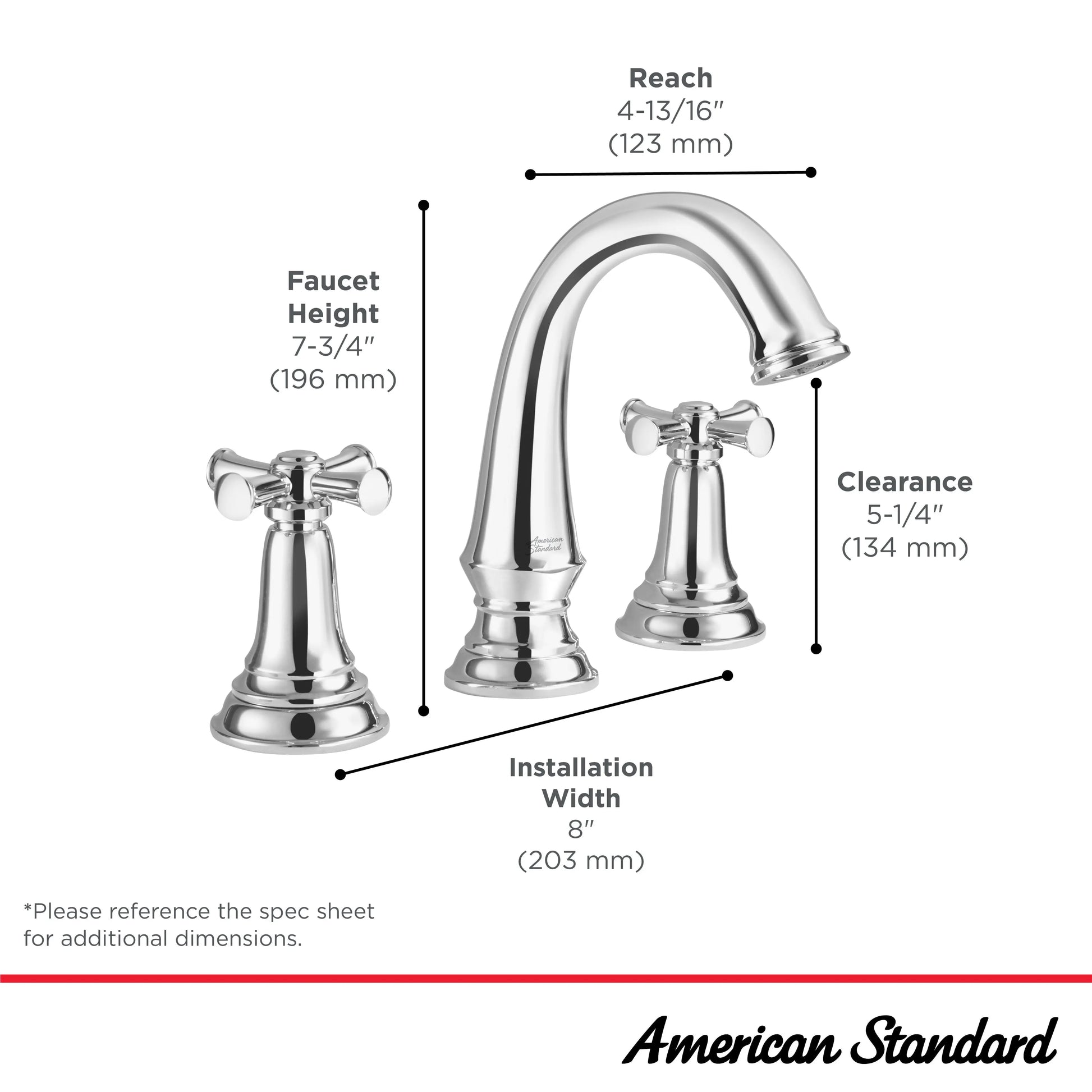 American Standard Delancey 8-Inch Widespread 2-Handle Bathroom Faucet 1.2 gpm/4.5 L/min With Cross Handles 7052827.013 - Plumbing Market