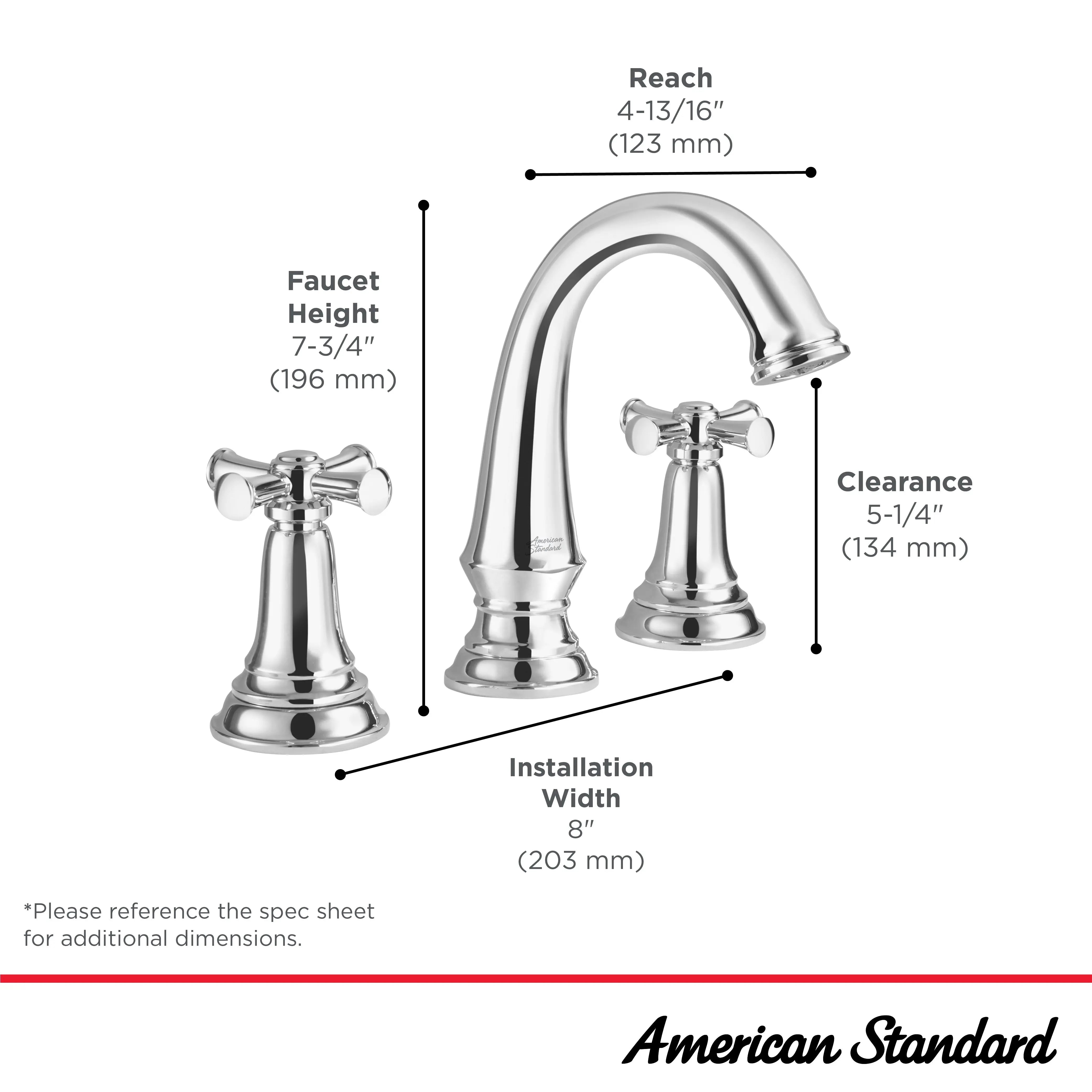 American Standard Delancey 8-Inch Widespread 2-Handle Bathroom Faucet 1.2 gpm/4.5 L/min With Cross Handles 7052827.013 - Plumbing Market