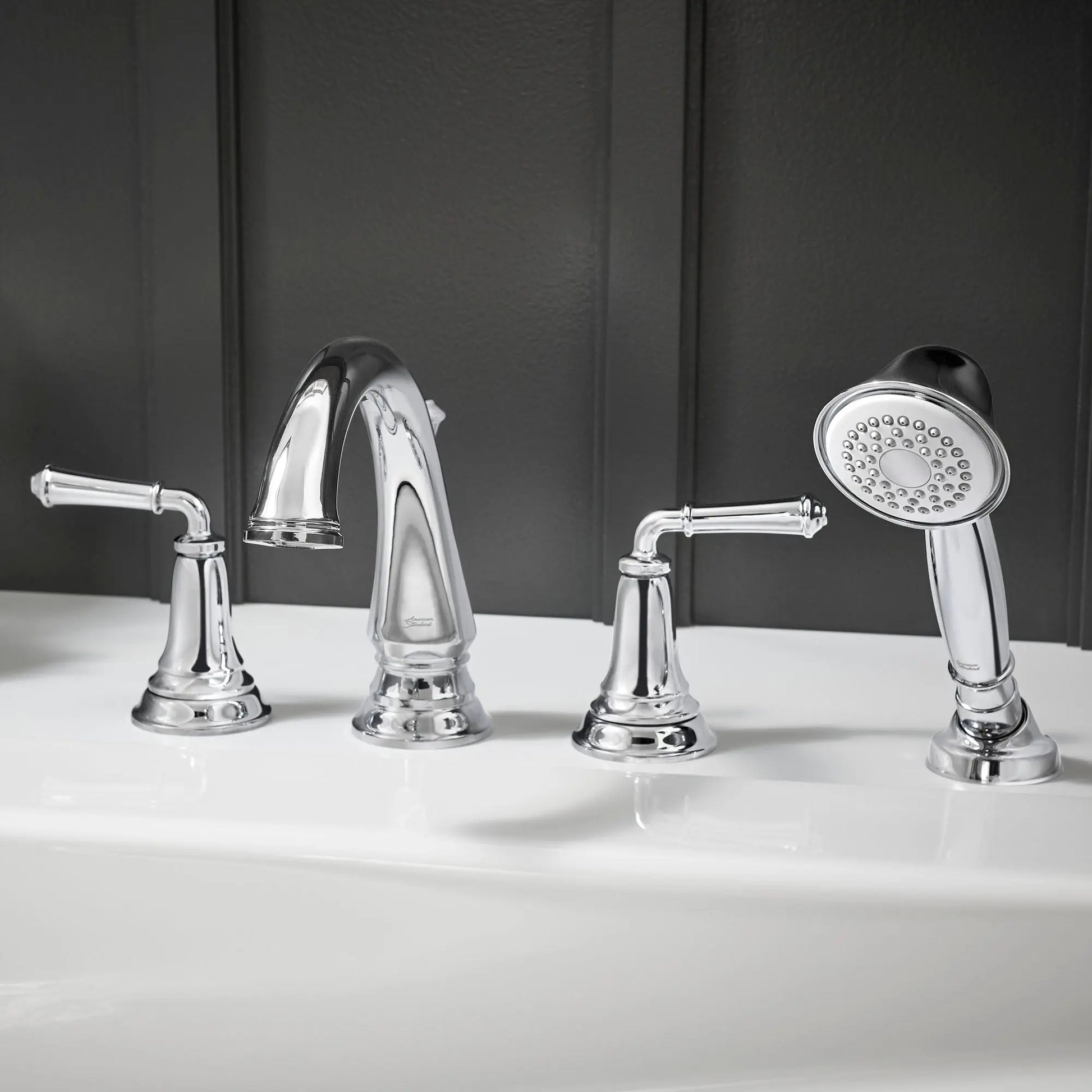 American Standard Delancey Bathtub Faucet With  Lever Handles and Personal Shower for Flash Rough-In Valve T052901.002 - Plumbing Market