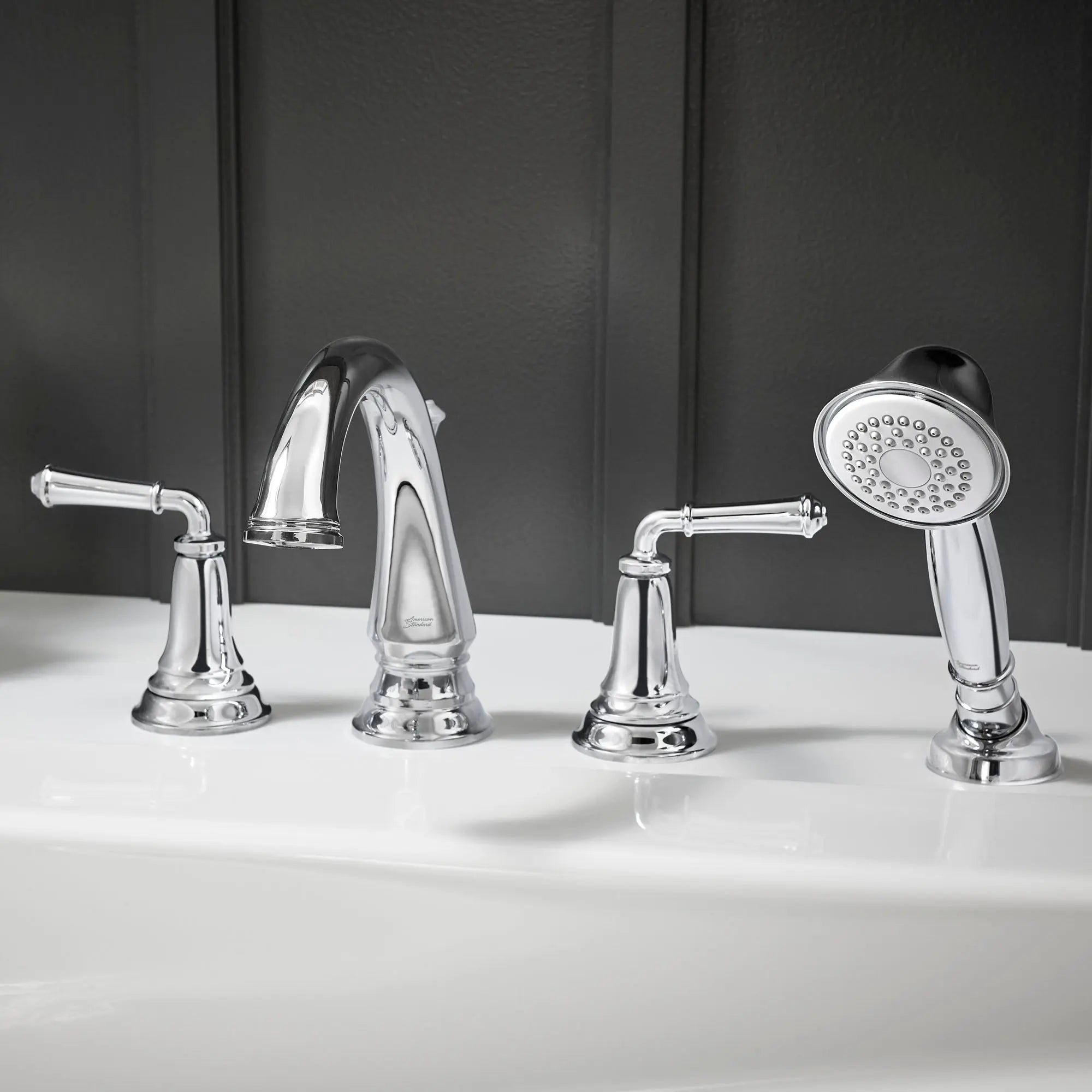 American Standard Delancey Bathtub Faucet With  Lever Handles and Personal Shower for Flash Rough-In Valve T052901.002 - Plumbing Market
