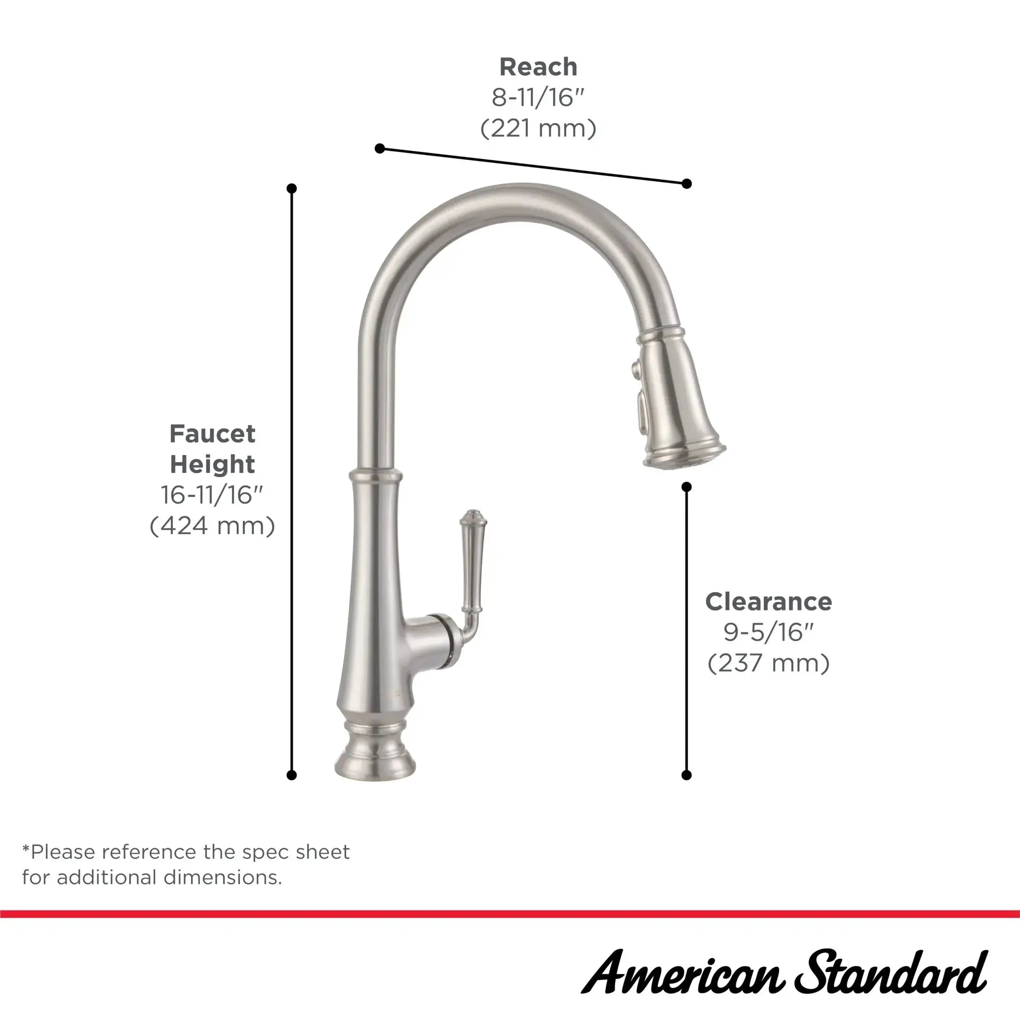 American Standard Delancey Single-Handle Pull-Down Dual Spray Function Kitchen Faucet 1.5 gpm/5.7 L/min - Plumbing Market