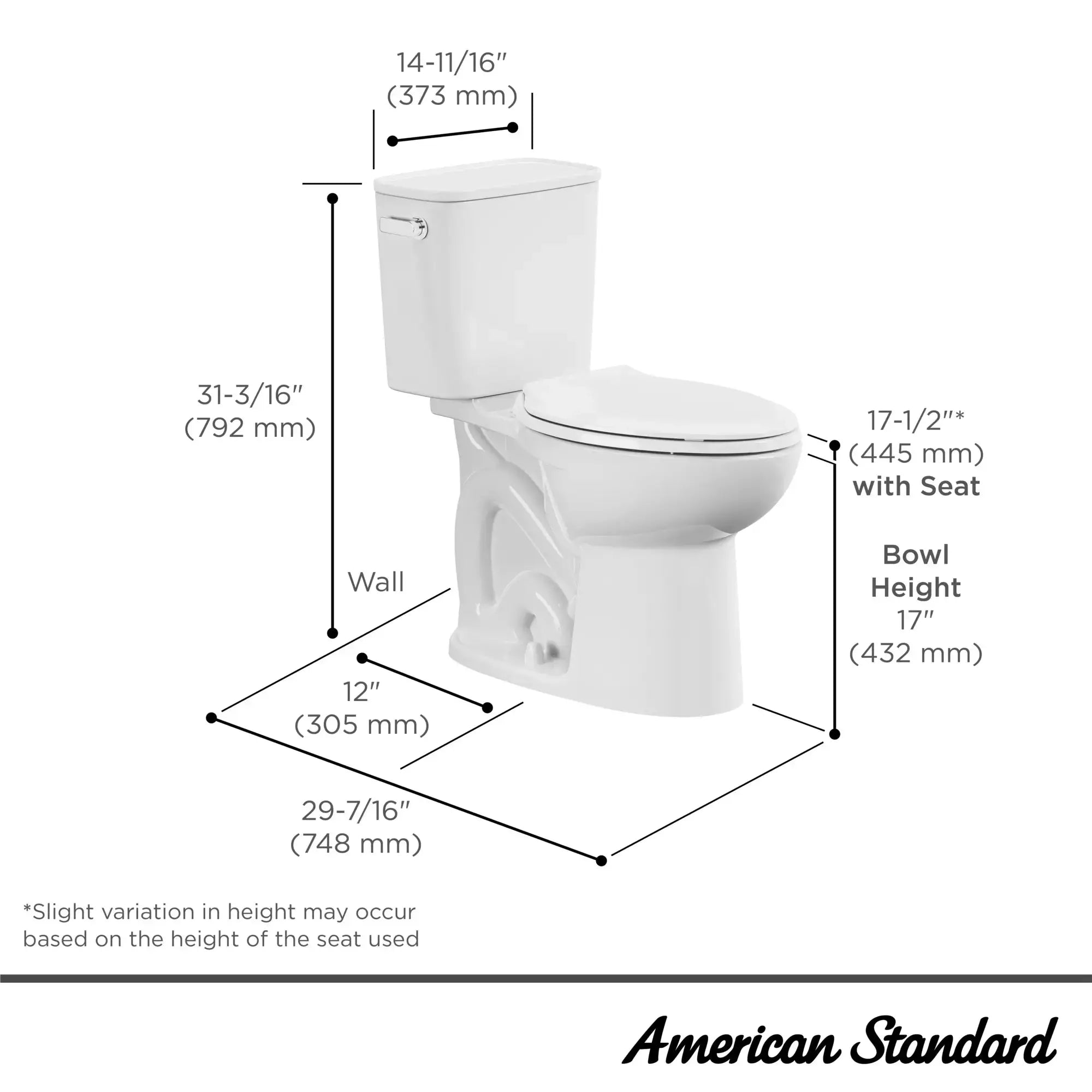 American Standard EcoStrength Aspirations Two-Piece Chair Height Elongated Toilet Less Seat - Plumbing Market