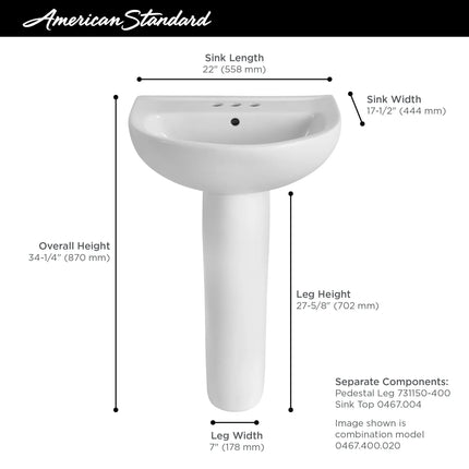 American Standard Evolution Pedestal Leg 731150-400.020 - Plumbing Market