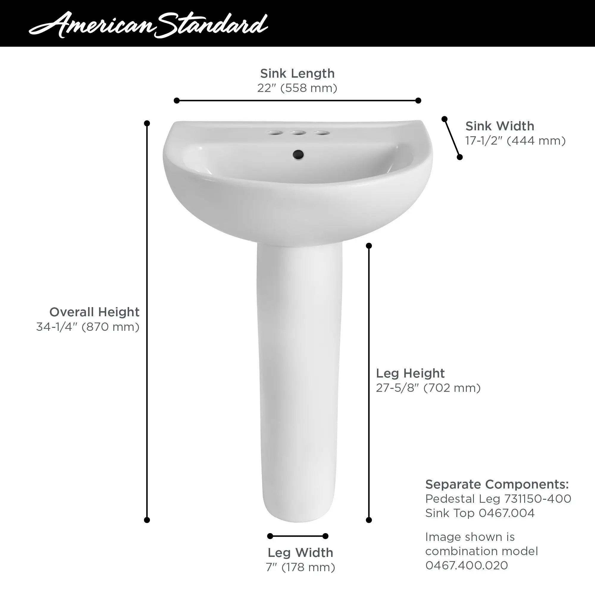 American Standard Evolution Pedestal Leg - Plumbing Market