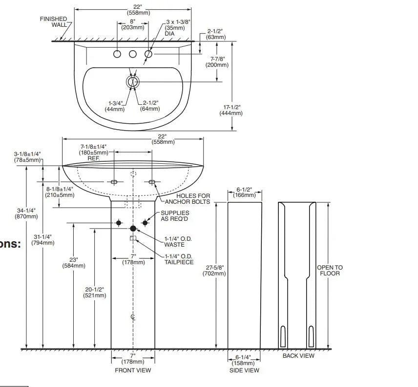 American Standard Evolution Pedestal Leg - Plumbing Market