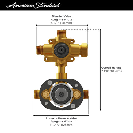 American Standard Flash 2-Way Integrated Shower Diverter Rough-In Valve with Pressure Balance Valve Cartridge RU521 - Plumbing Market