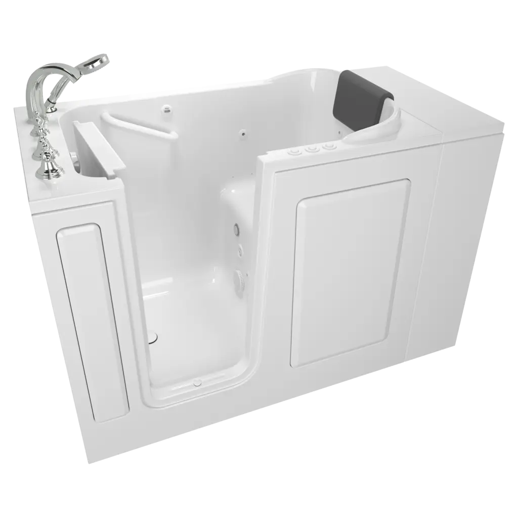 American Standard Gelcoat Premium Series 28 x 48-Inch Walk-in Tub With Combination Air Spa and Whirlpool Systems - Right-Hand Drain With Faucet C2848.109.CRW - Plumbing Market