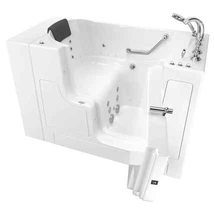 American Standard Gelcoat Premium Series 30 x 52-Inch Walk-in Tub With Combination Air Spa and Whirlpool Systems - Right-Hand Drain With Faucet C3052OD.109.CRW-PC - Plumbing Market