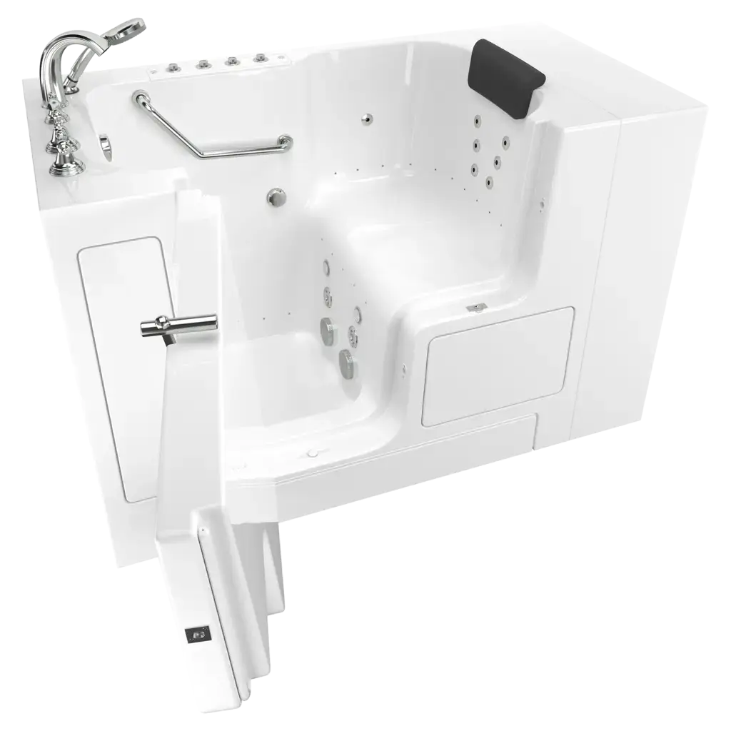American Standard Gelcoat Premium Series 32 x 52-Inch Walk-in Tub With Combination Air Spa and Whirlpool Systems - Left-Hand Drain With Faucet C3252OD.109.CLW-PC - Plumbing Market