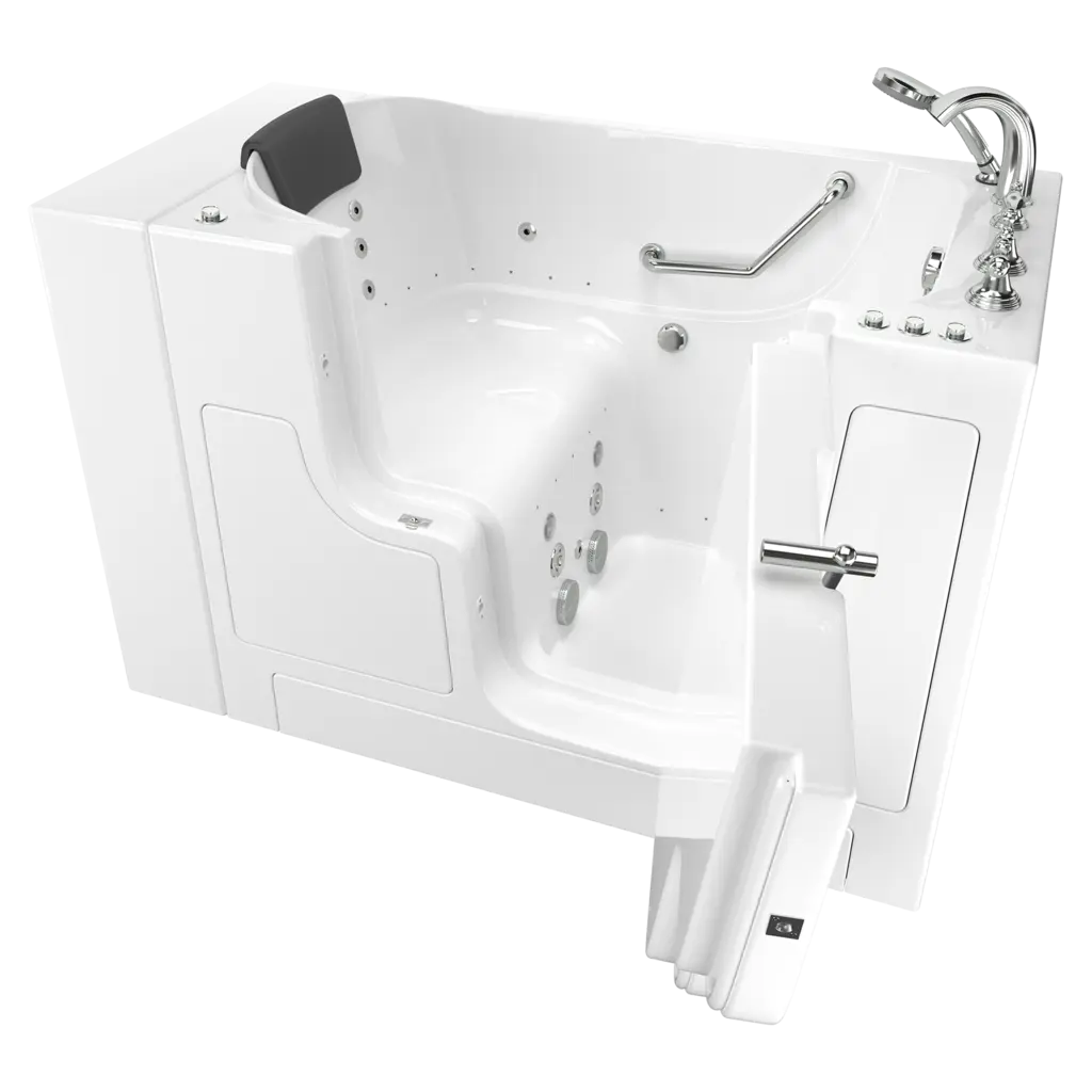 American Standard Gelcoat Premium Series 32 x 52-Inch Walk-in Tub With Combination Air Spa and Whirlpool Systems - Right-Hand Drain With Faucet C3252OD.109.CRW-PC - Plumbing Market