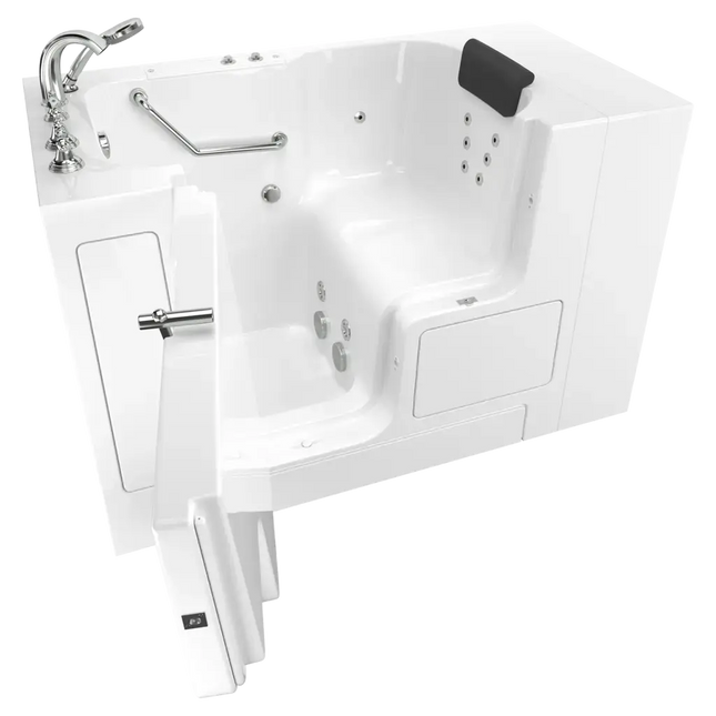 American Standard Gelcoat Premium Series 32 x 52-Inch Walk-in Tub With Whirlpool System - Left-Hand Drain With Faucet C3252OD.109.WLW-PC - Plumbing Market