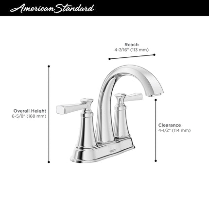 American Standard Glenmere 4-Inch Centerset 2-Handle Bathroom Faucet 1.2 gpm/4.5 L/min With Lever Handles 7617207.295 - Plumbing Market