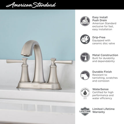 American Standard Glenmere 4-Inch Centerset 2-Handle Bathroom Faucet 1.2 gpm/4.5 L/min With Lever Handles 7617207.295 - Plumbing Market