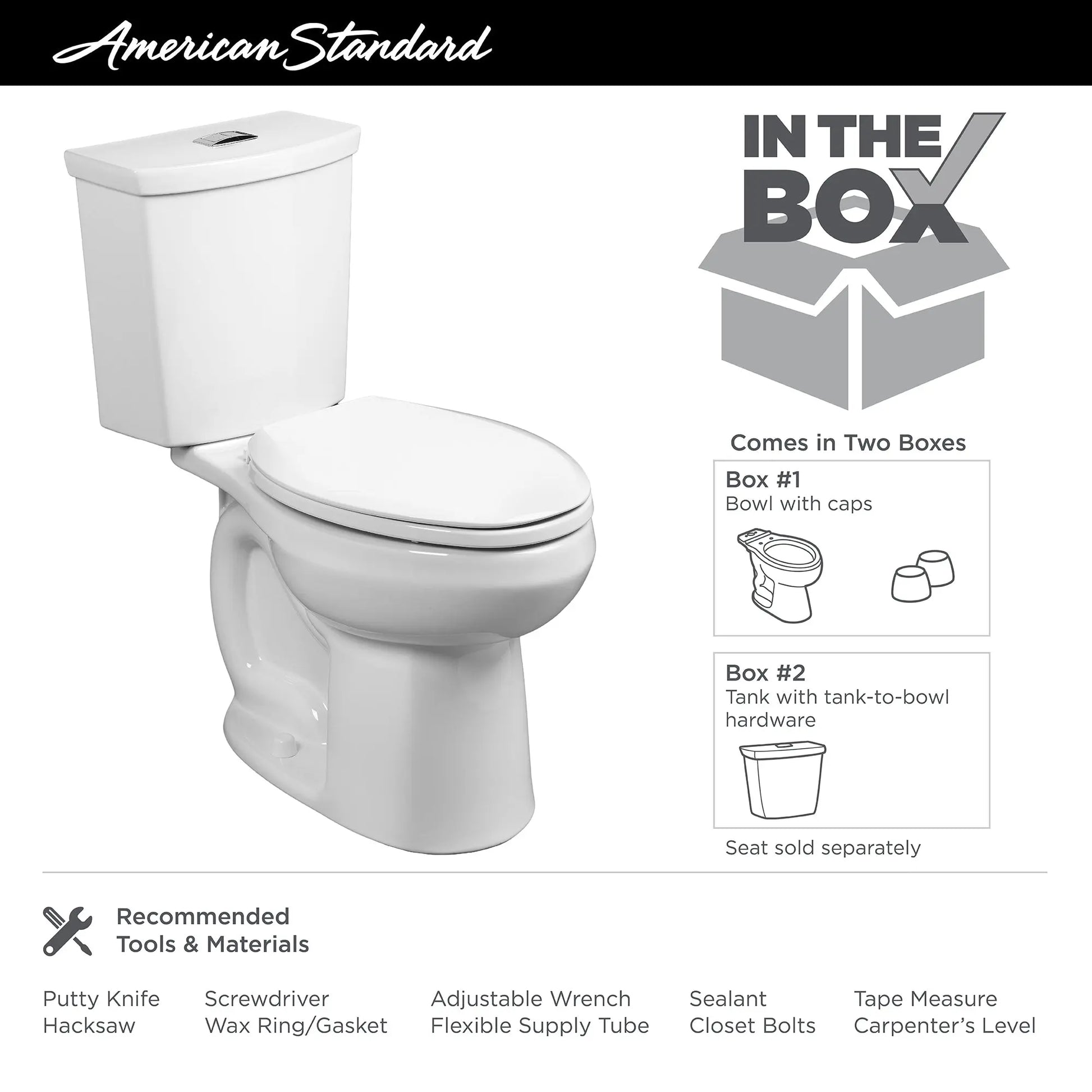 American Standard H2Option 1.28 Round Front Lined Toilet Less Seat - Plumbing Market
