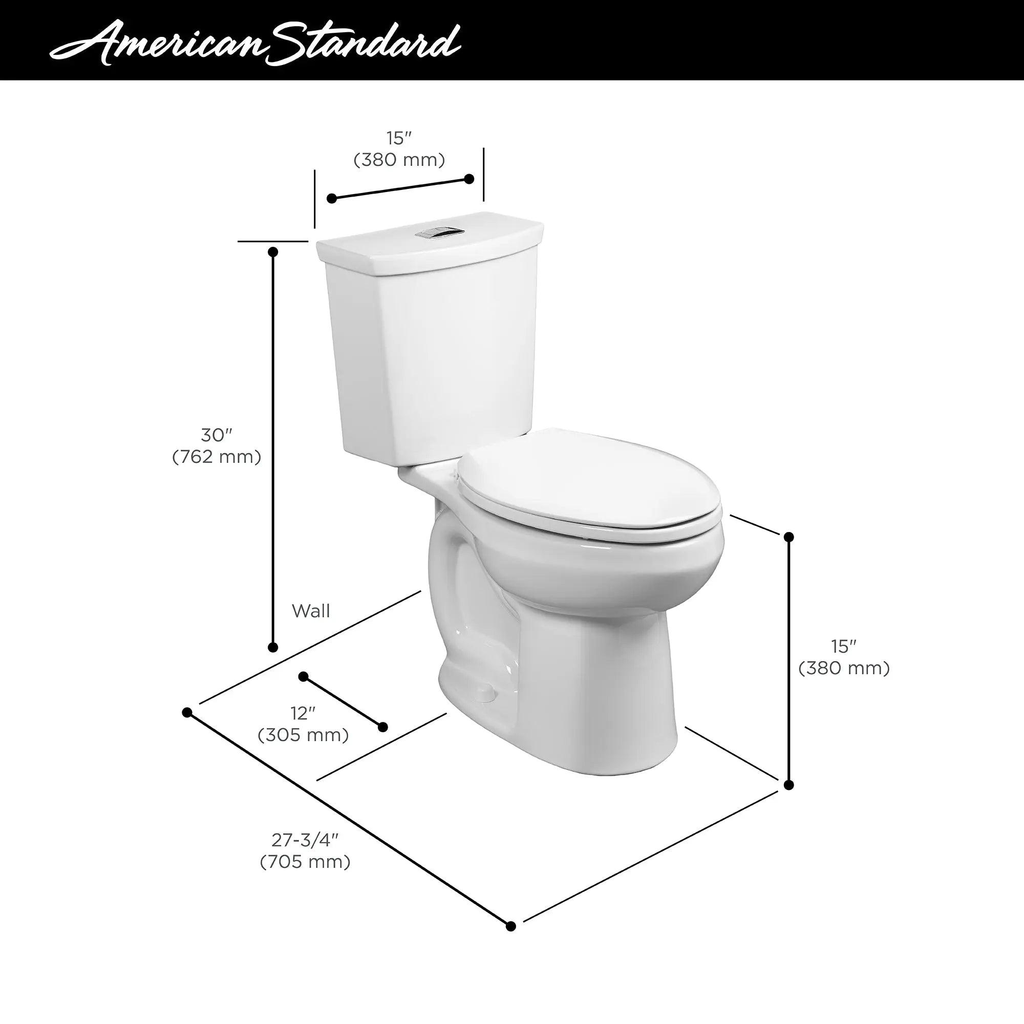 American Standard H2Option 1.28 Round Front Lined Toilet Less Seat - Plumbing Market