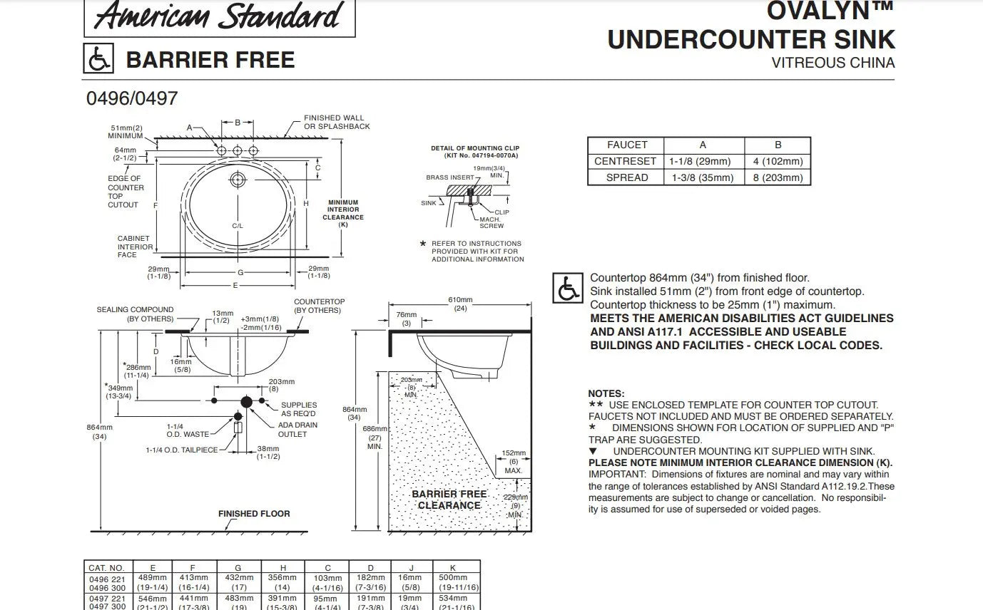 American Standard Ovalyn Large Under Counter Sink - Plumbing Market