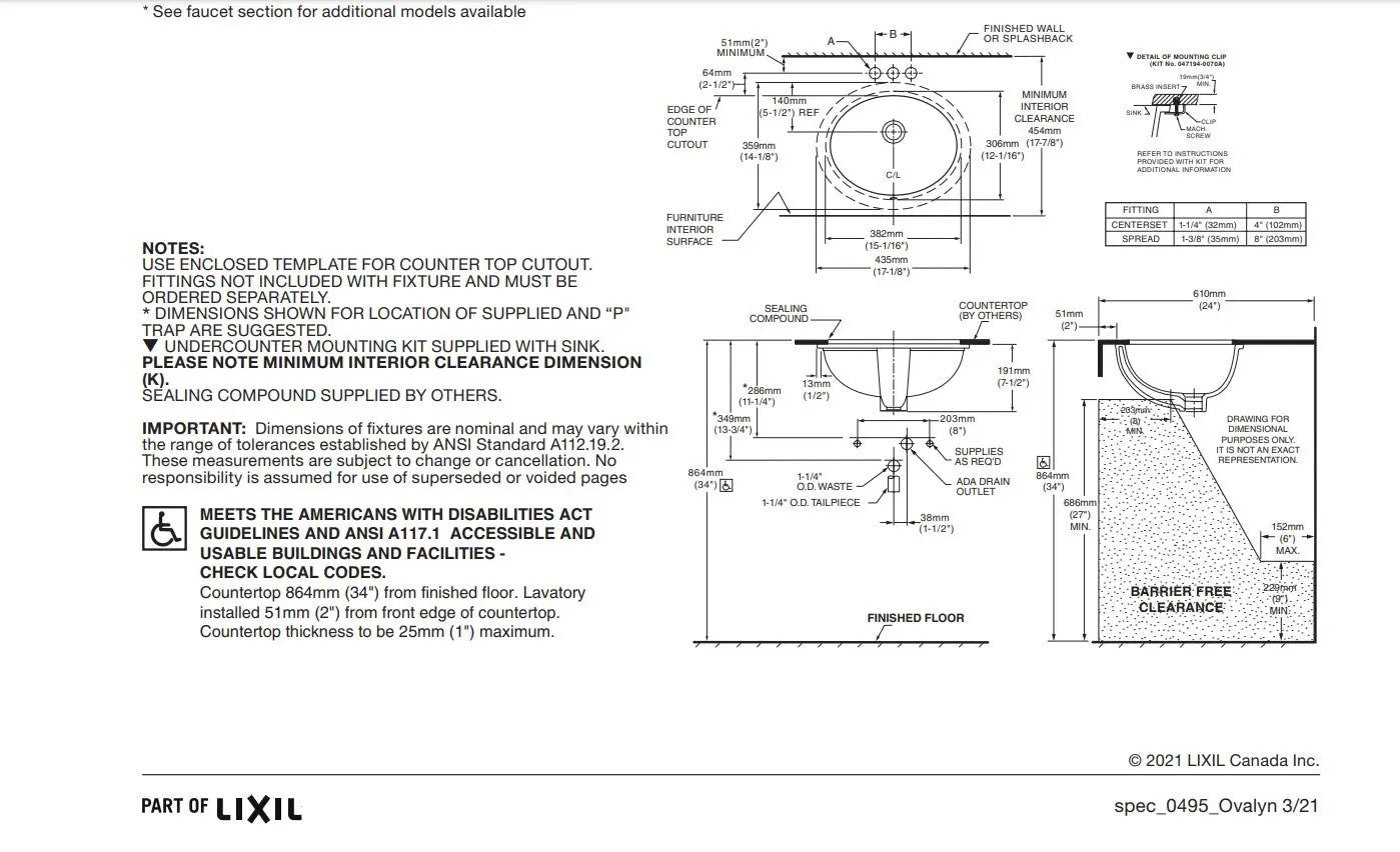 American Standard Ovalyn Small Under Counter Sink - Plumbing Market