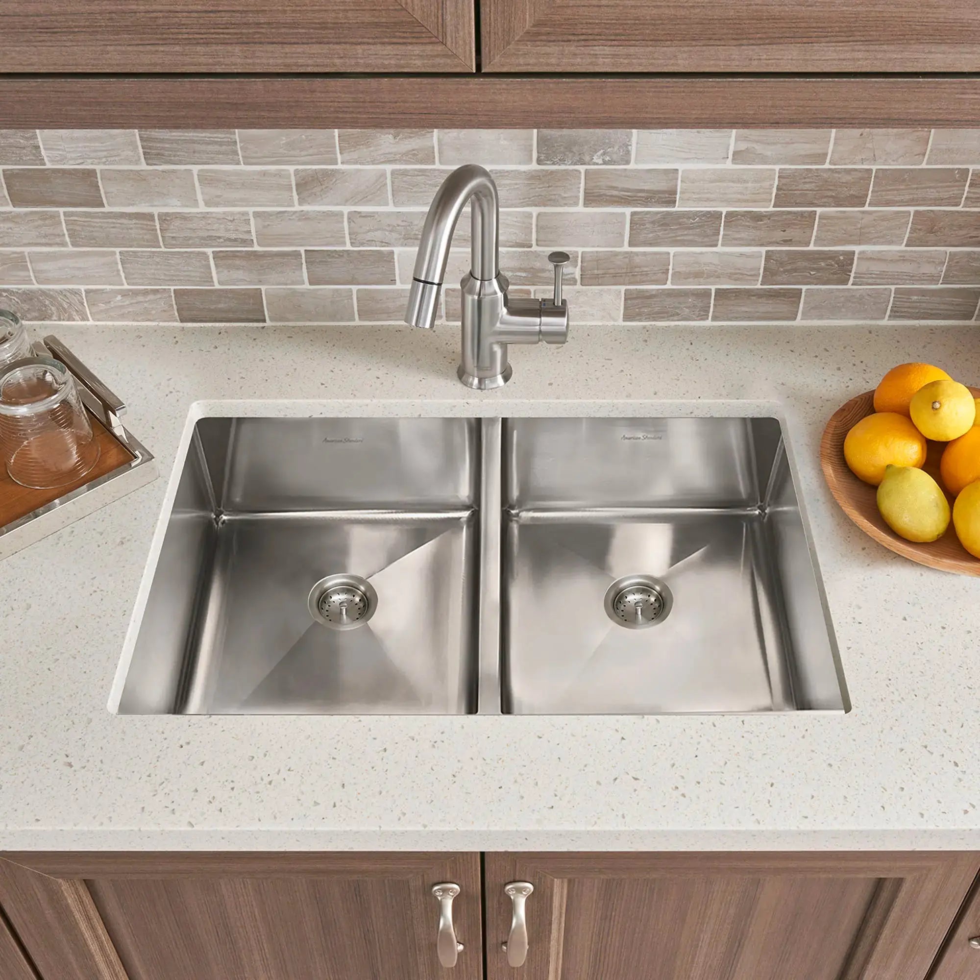 American Standard Pekoe 29 x 18-Inch Stainless Steel Undermount Double Bowl Kitchen Sink 18DB.9291800.075 - Plumbing Market