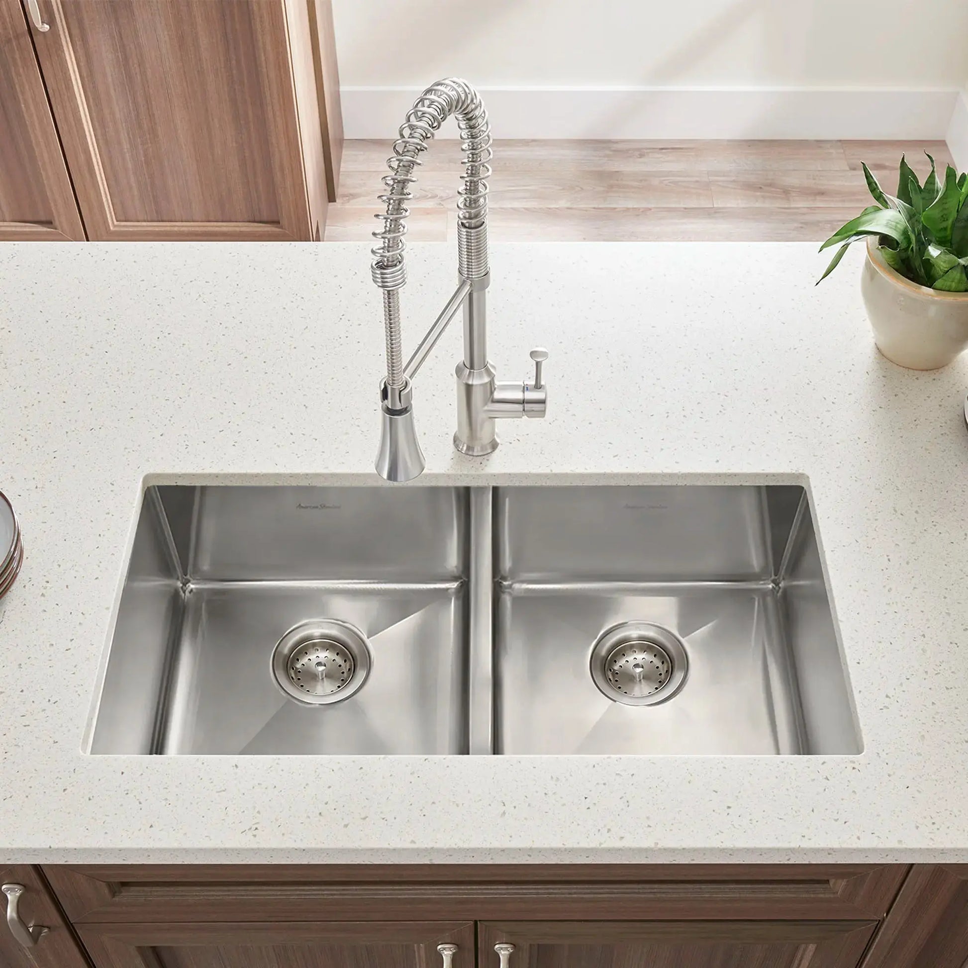 American Standard Pekoe 35 x 18-Inch Stainless Steel Undermount Double-Bowl Kitchen Sink 18DB.9351800.075 - Plumbing Market