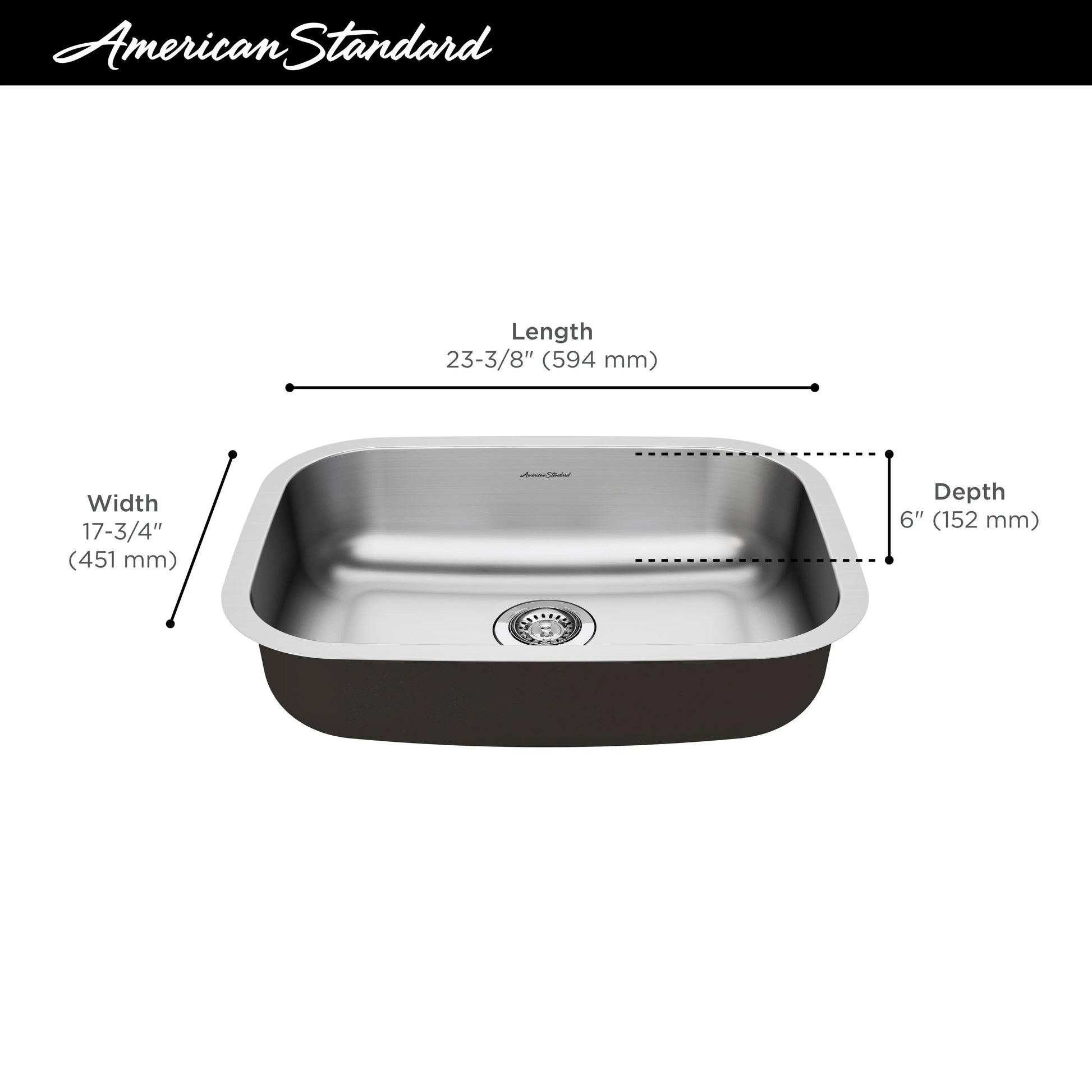 American Standard Portsmouth 23 x 18-Inch Stainless Steel Undermount Single-Bowl ADA Kitchen Sink 18SB6231800S.075 - Plumbing Market